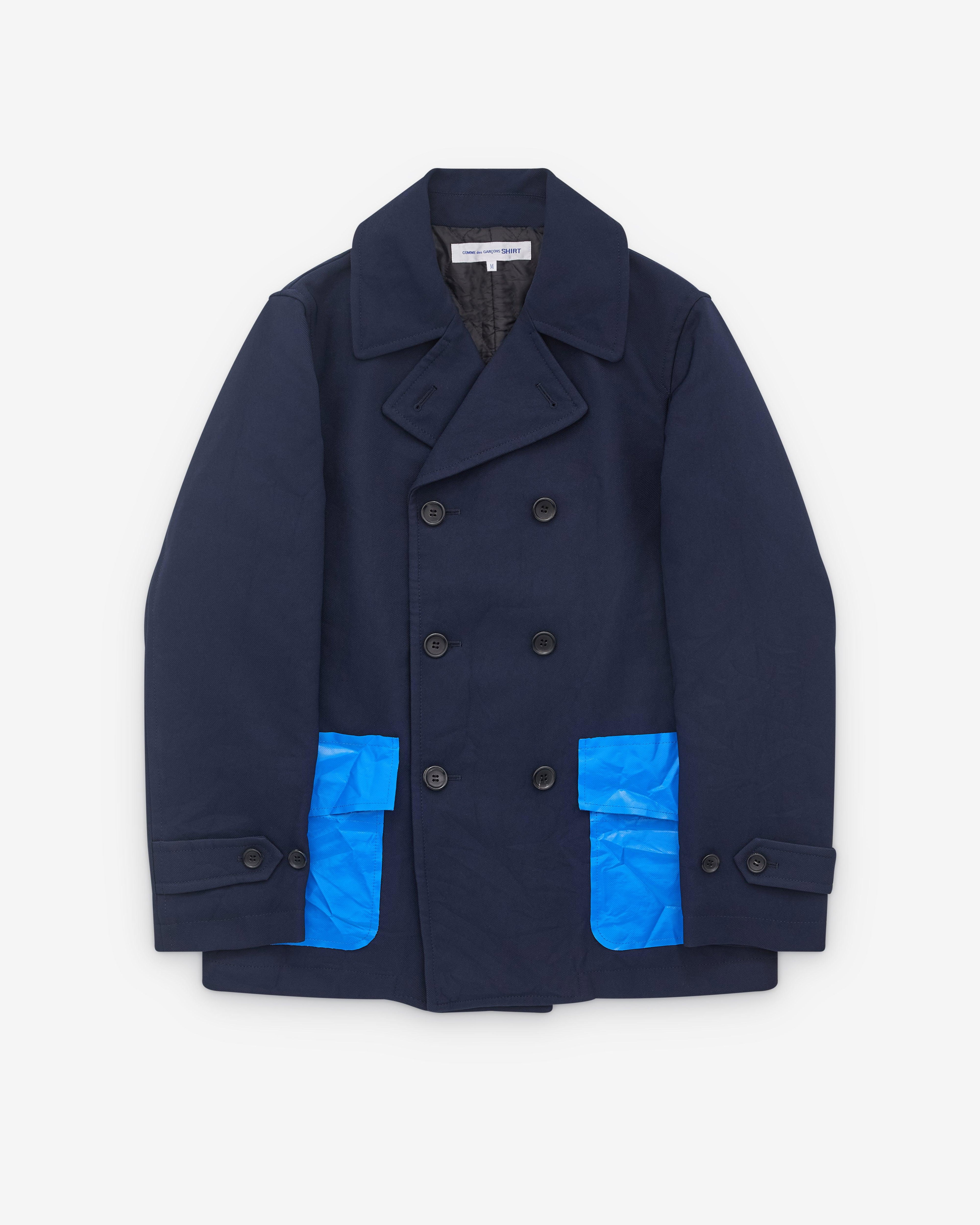 CDG Shirt - Men’s Double Breasted Coat - (Navy) by COMME DES GARCONS