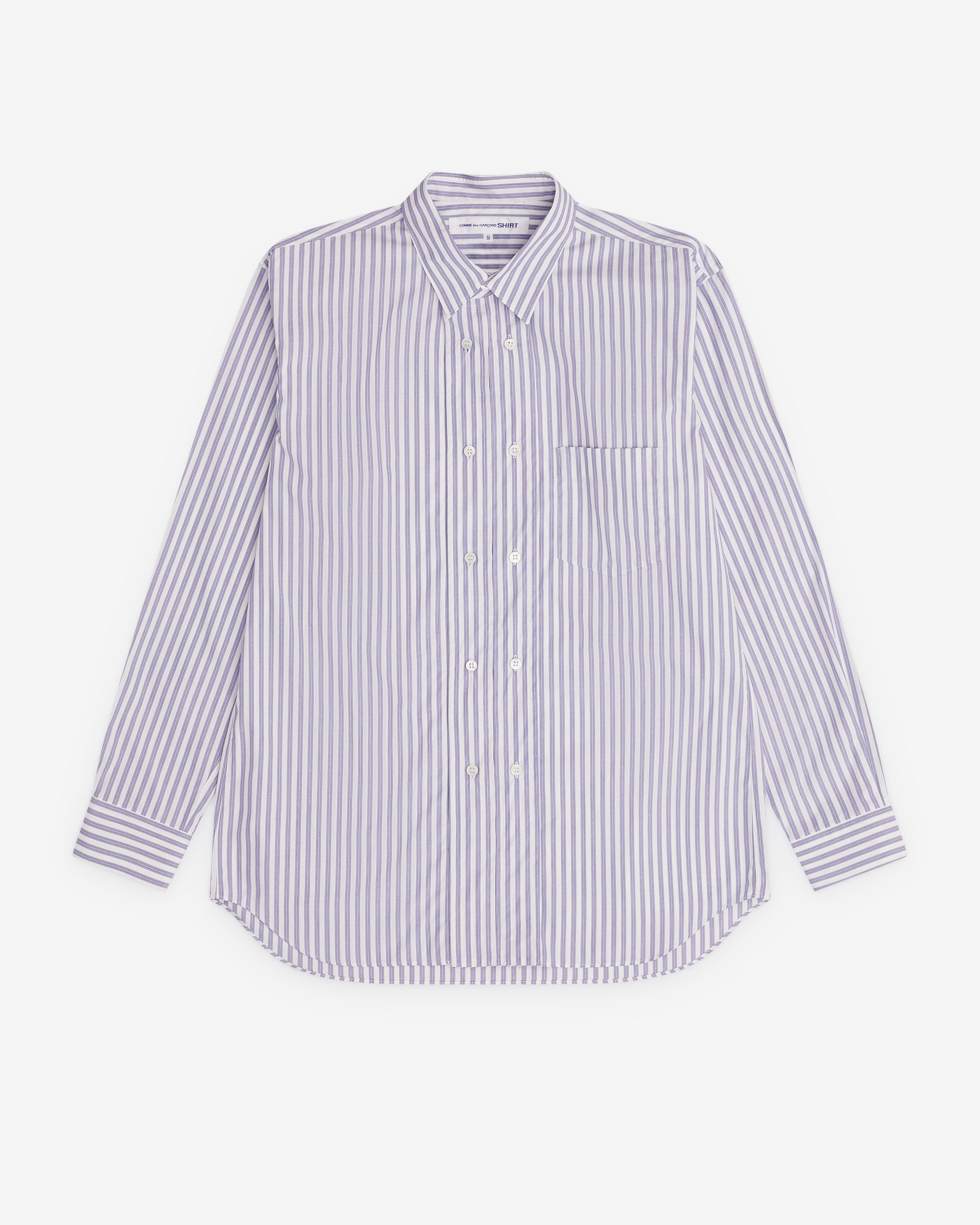 CDG Shirt - Men’s Double Breasted Striped Shirt - (Blue) by COMME DES GARCONS