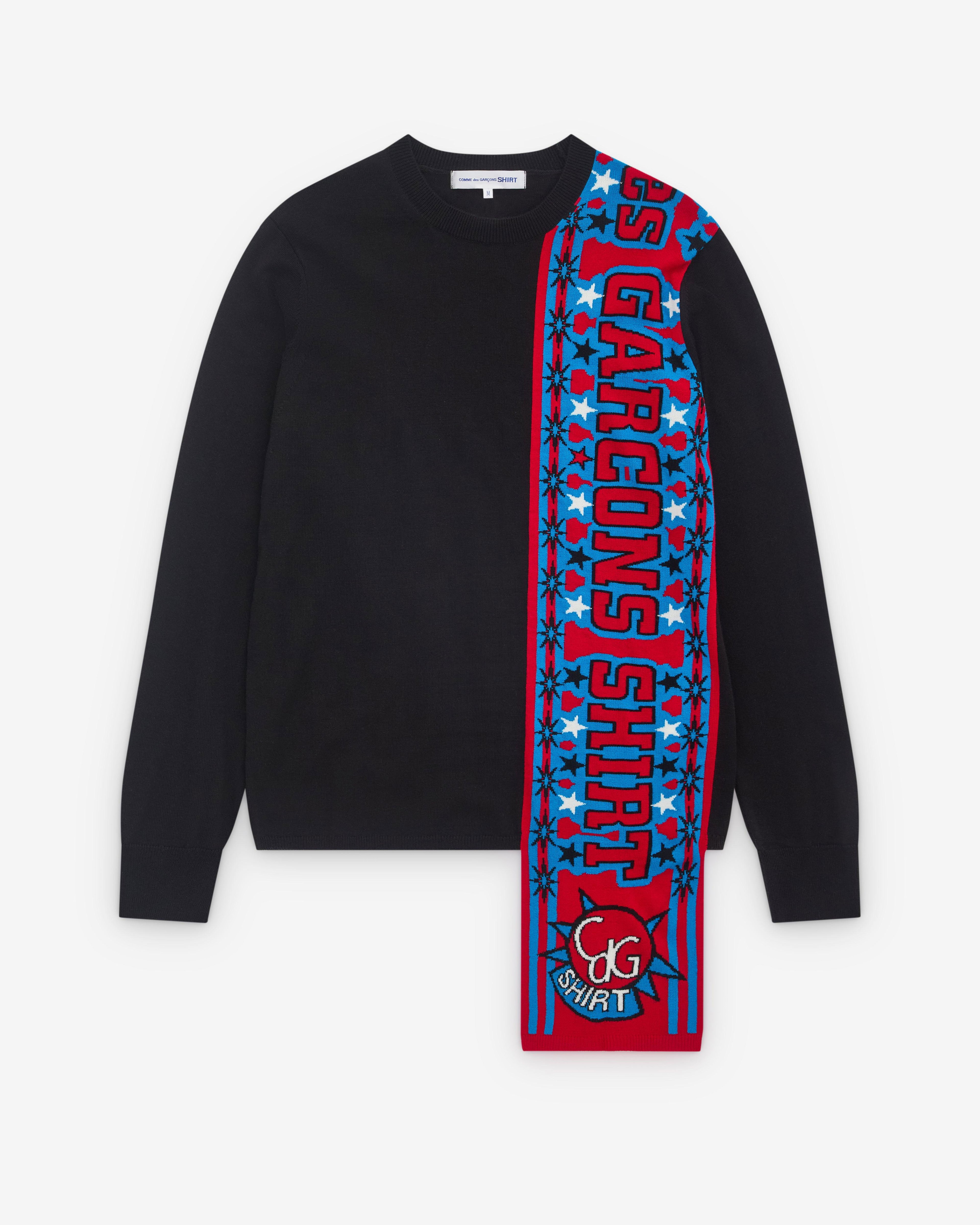 CDG Shirt - Men’s Football Scarf Knitted Sweater - (Black/Red) by COMME DES GARCONS