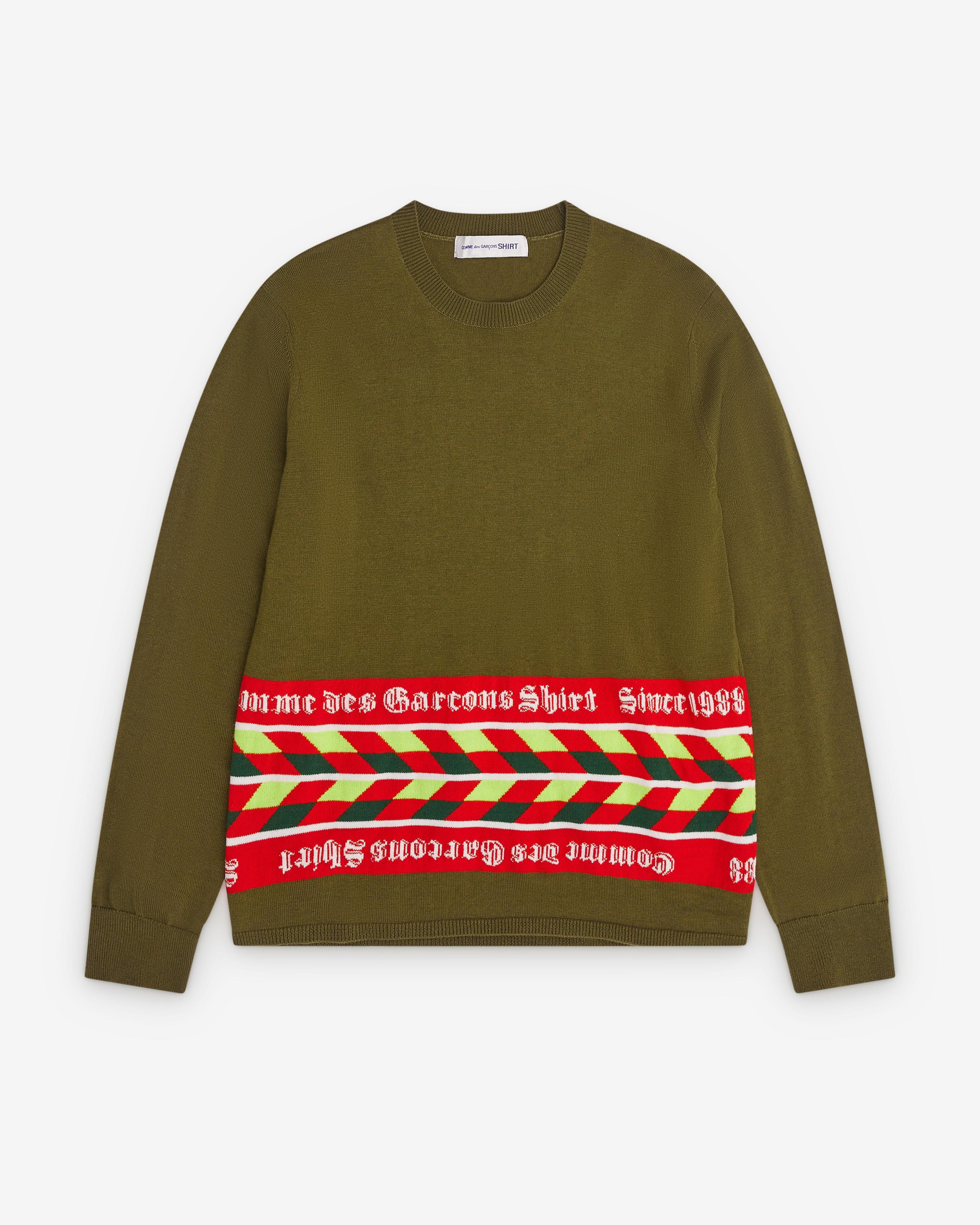 CDG Shirt - Men’s Football Scarf Knitted Sweater - (Khaki) by COMME DES GARCONS