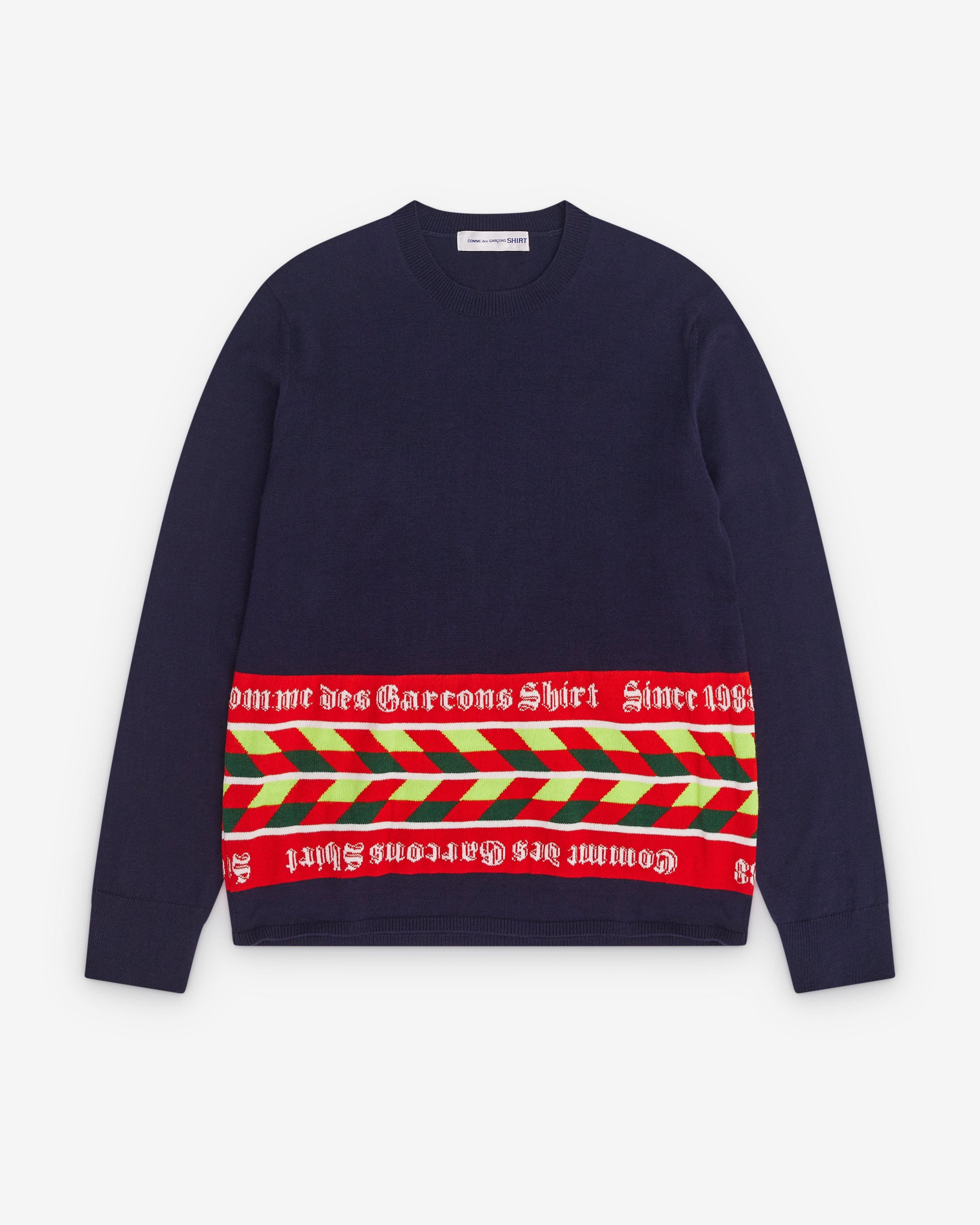 CDG Shirt - Men’s Football Scarf Knitted Sweater - (Navy) by COMME DES GARCONS