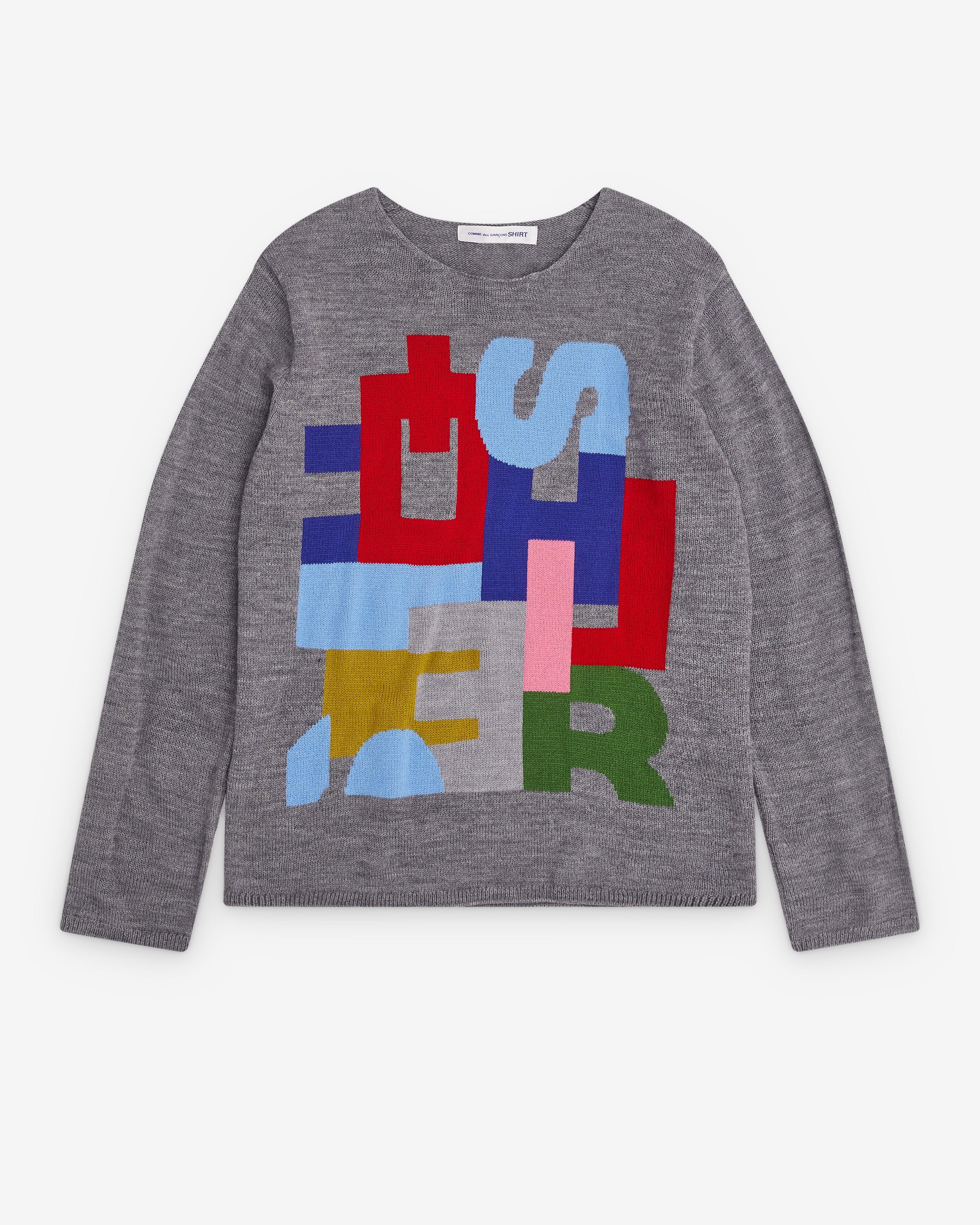 CDG Shirt - Men’s Intarsia Knit Sweater - (Grey) by COMME DES GARCONS