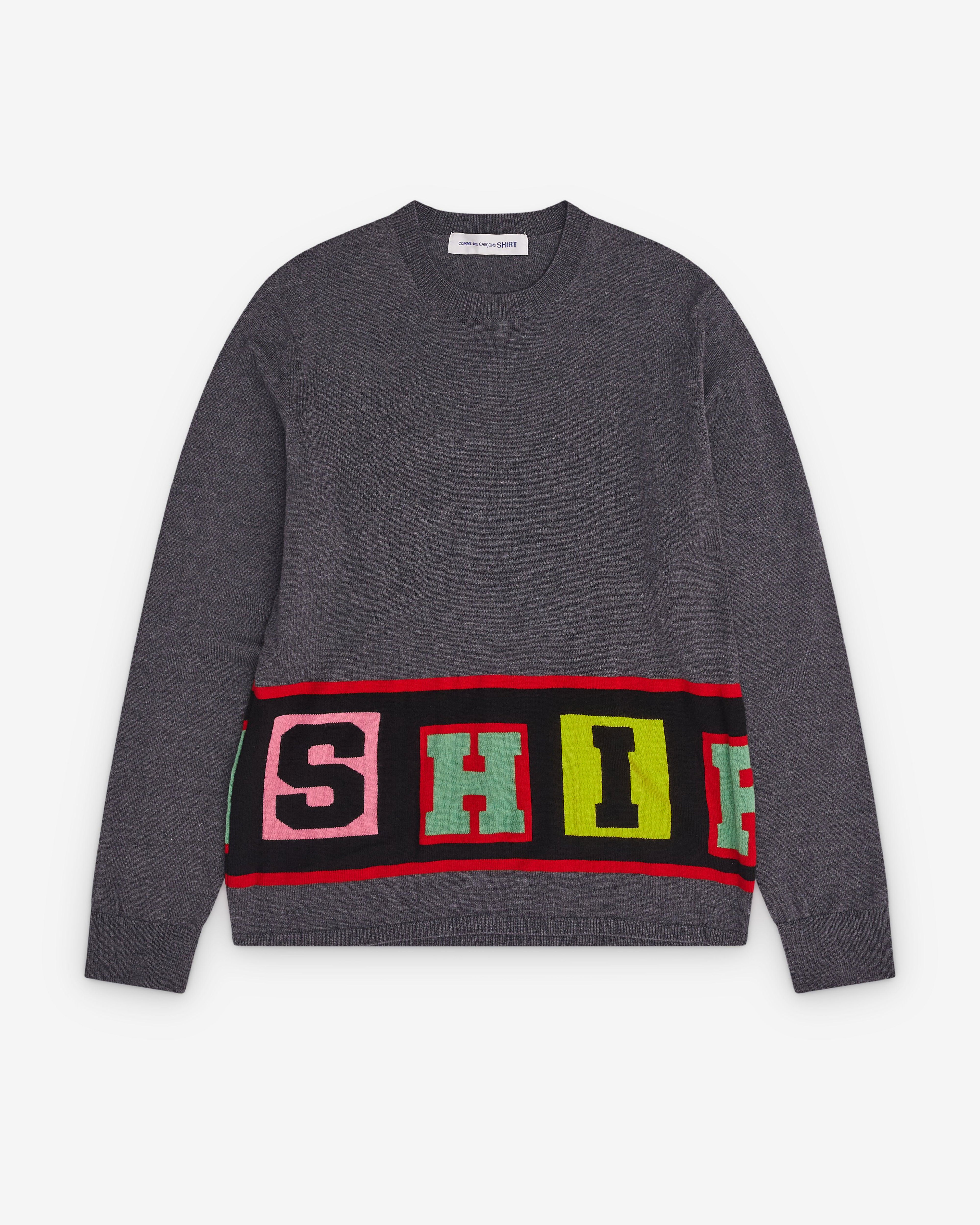 CDG Shirt - Men’s Knitted Sweater - (Grey) by COMME DES GARCONS