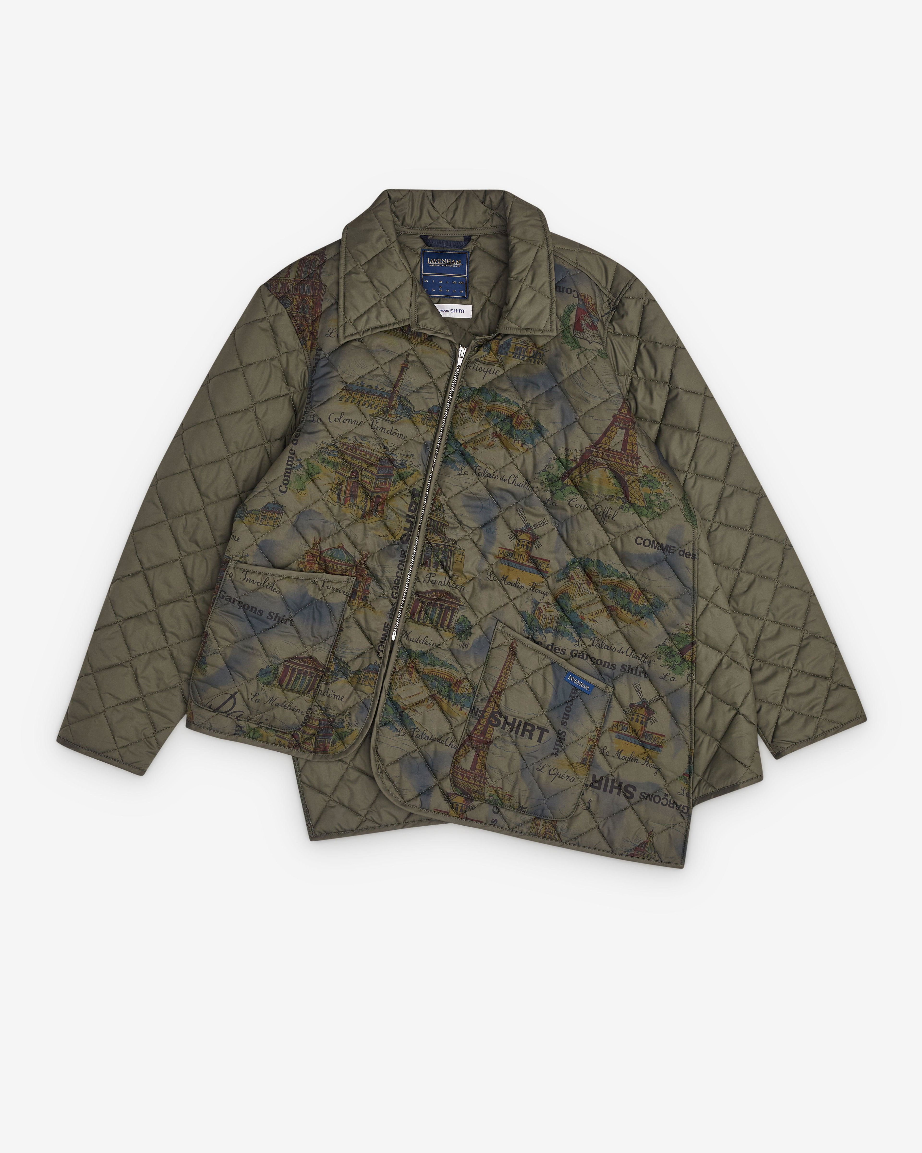 CDG Shirt - Men’s Lavenham Bias Quilted Jacket - (Dark Khaki) by COMME DES GARCONS
