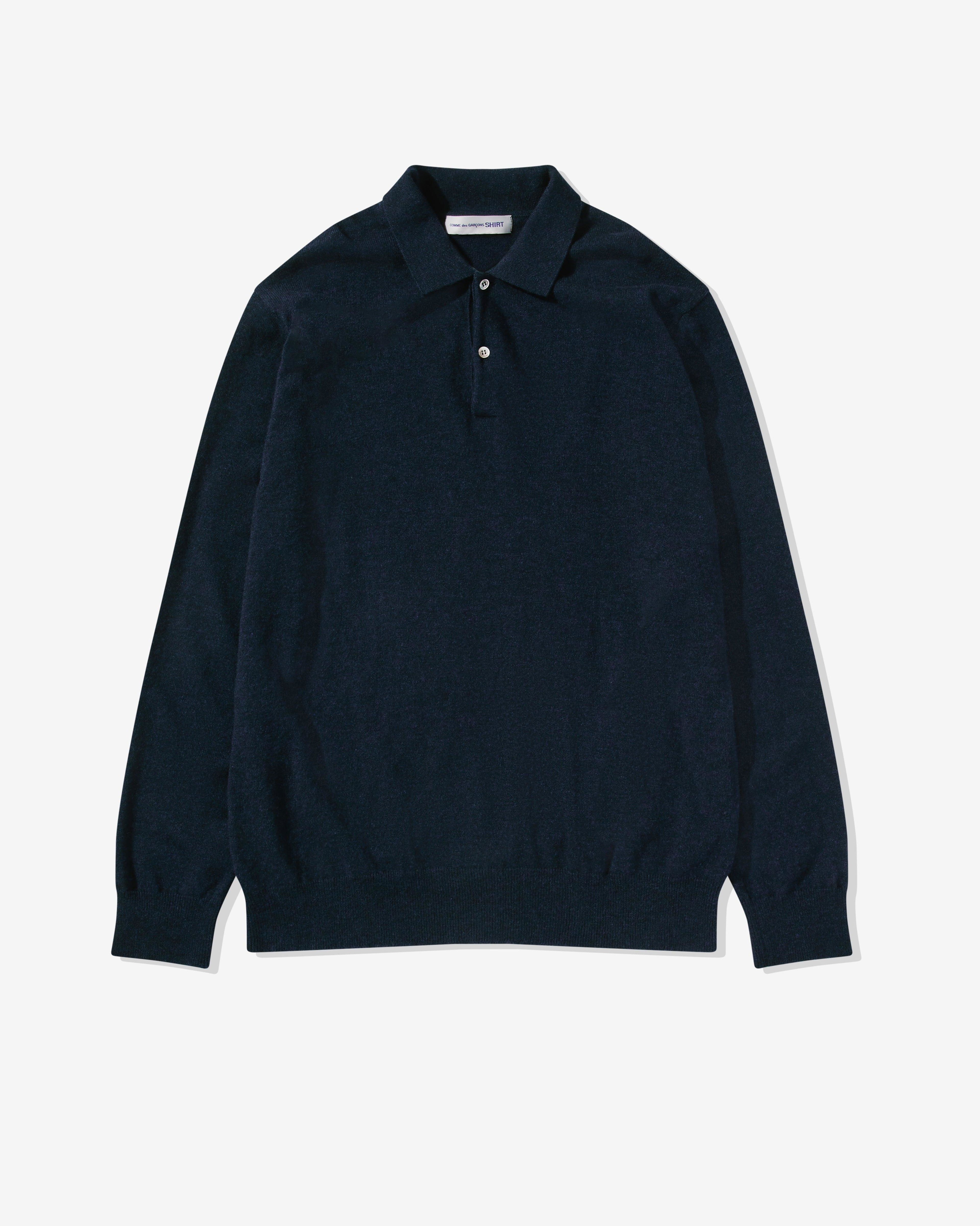 CDG Shirt - Men's Long Sleeve Polo Shirt - (Navy) by COMME DES GARCONS