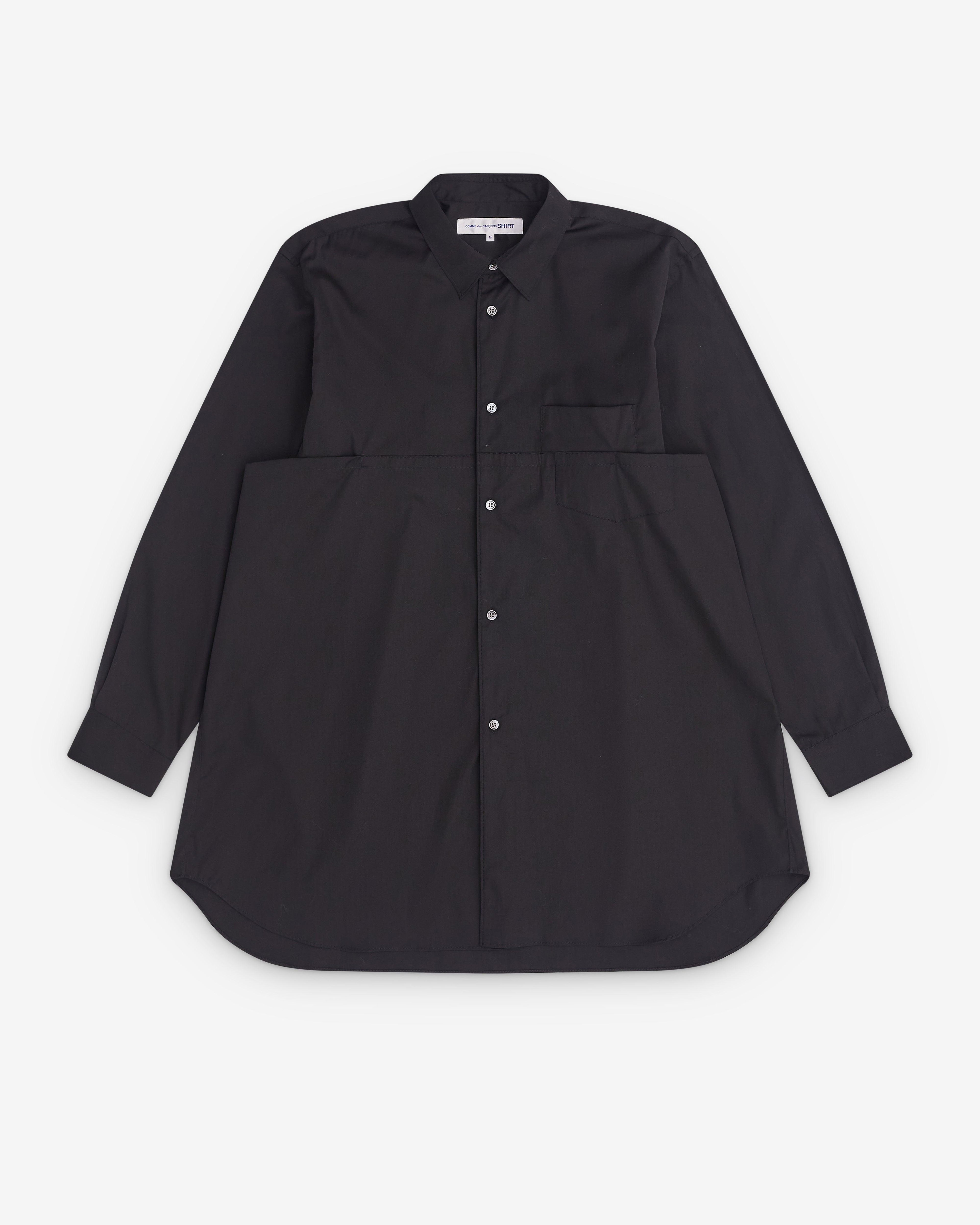 CDG Shirt - Men’s Overlay Panel Shirt - (Black) by COMME DES GARCONS