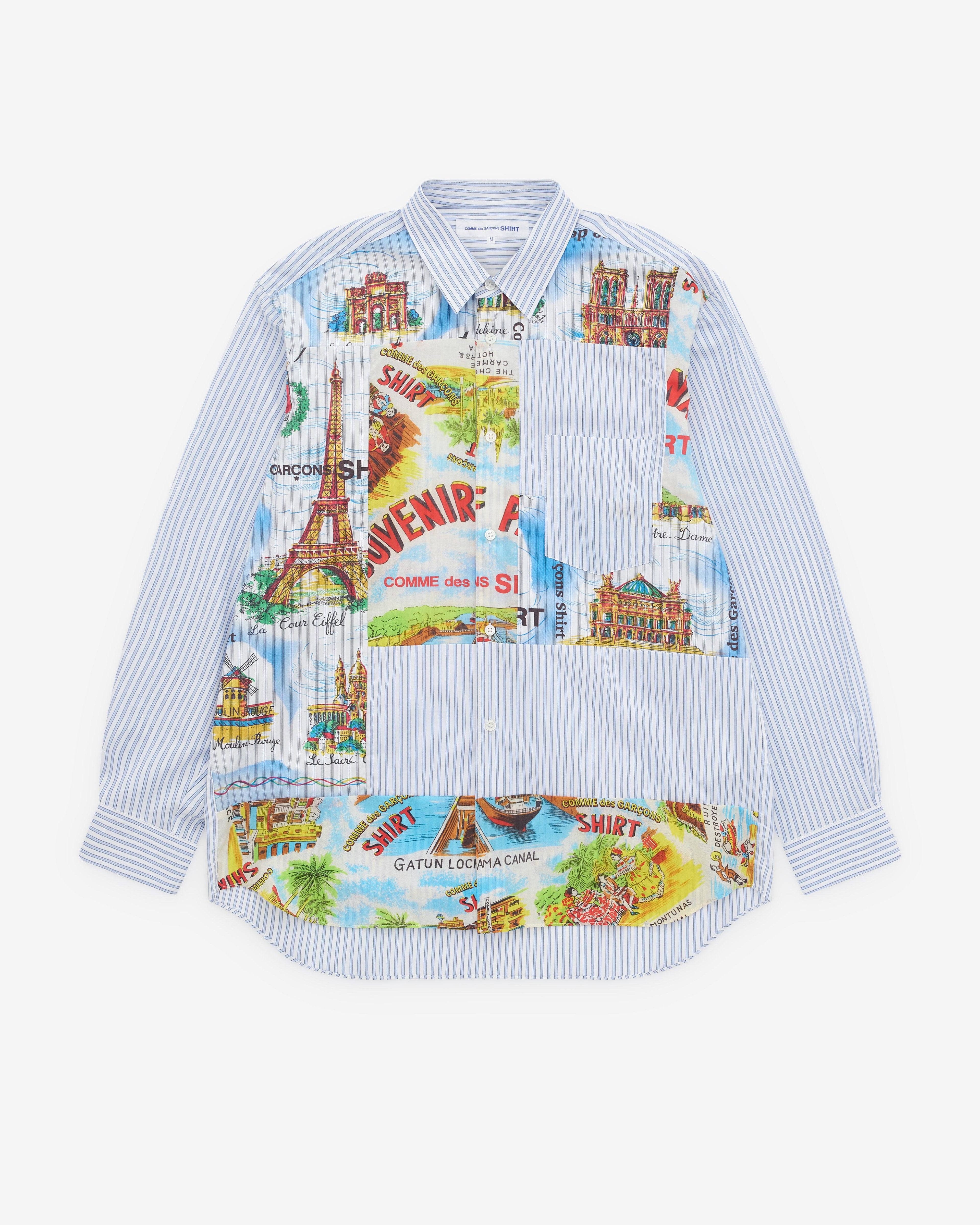 CDG Shirt - Men’s Patchwork Landmark Shirt - (Multi) by COMME DES GARCONS