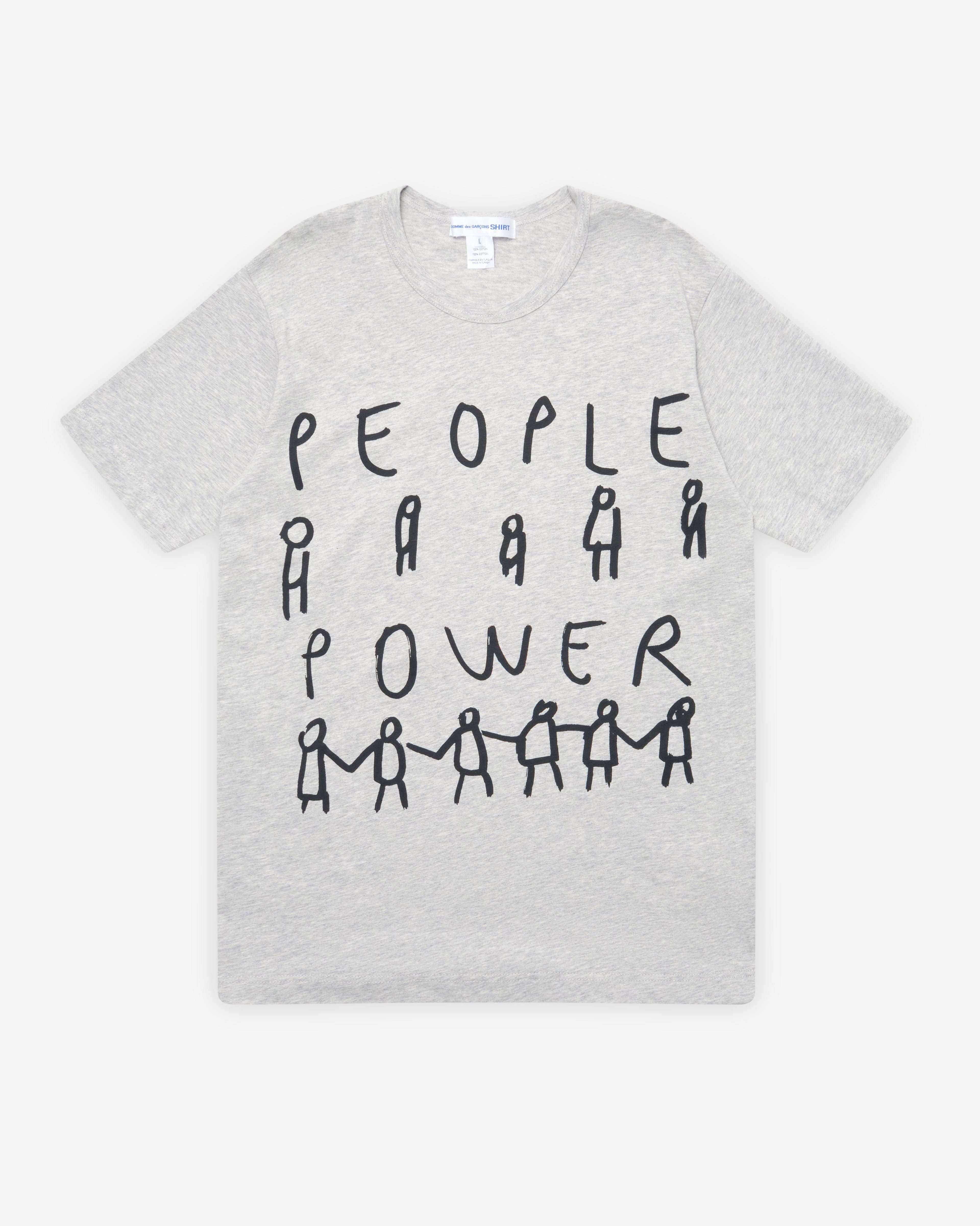 CDG Shirt - Men's People Power T-Shirt - (Top Grey) by COMME DES GARCONS
