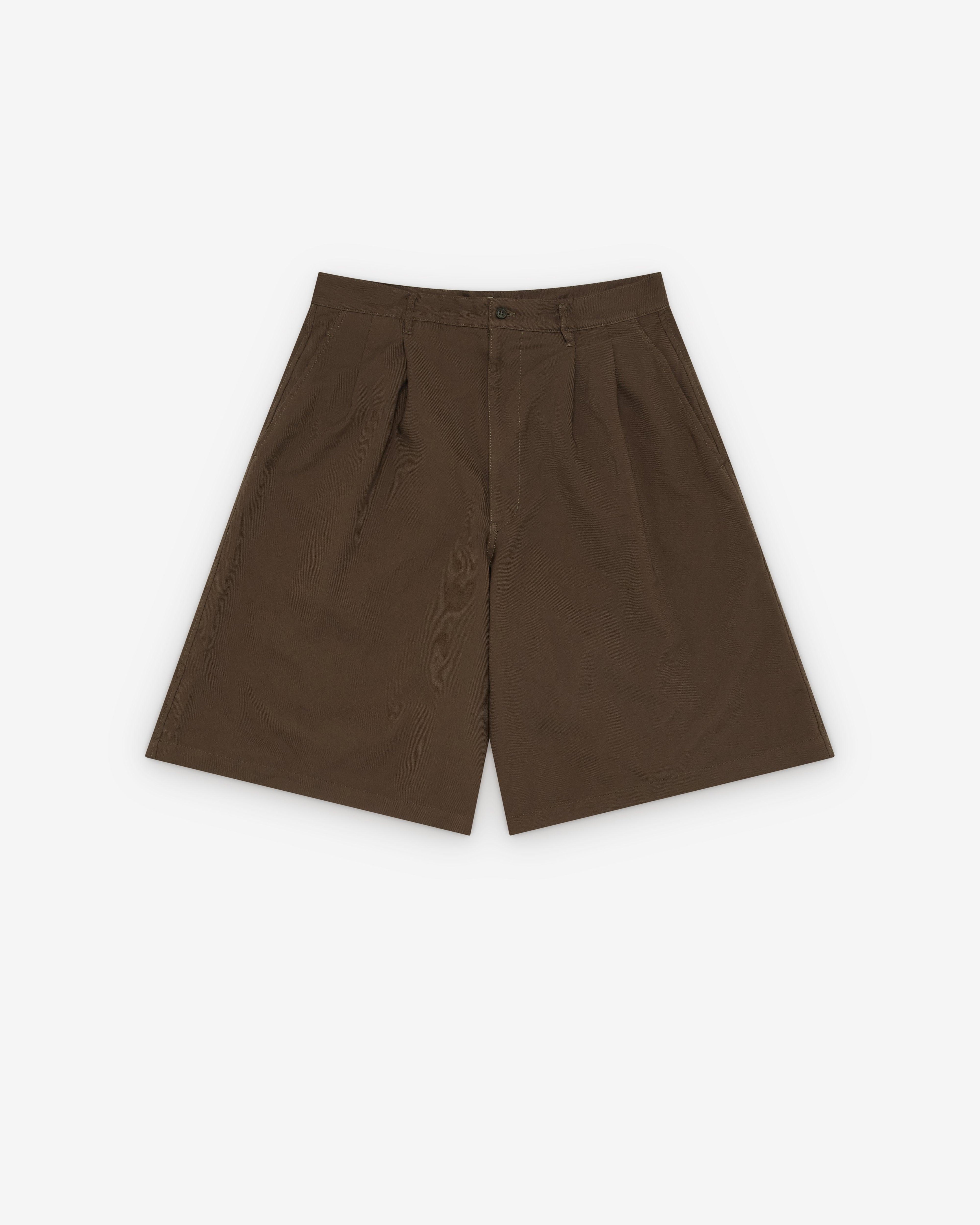 CDG Shirt - Men's Pleated Wide Leg Shorts - (Olive) by COMME DES GARCONS