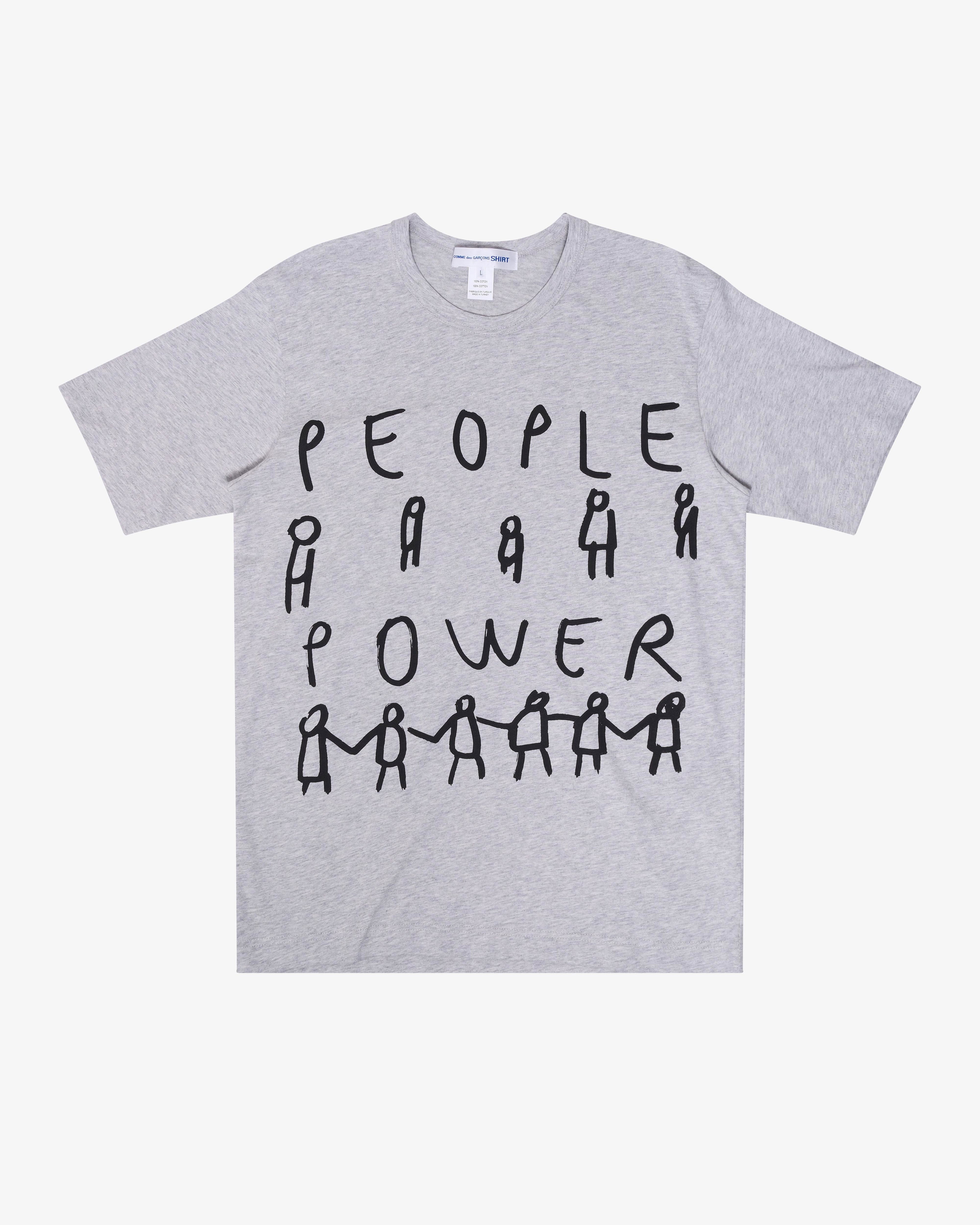 CDG Shirt - Men's Printed Cotton Jersey - (Grey) by COMME DES GARCONS