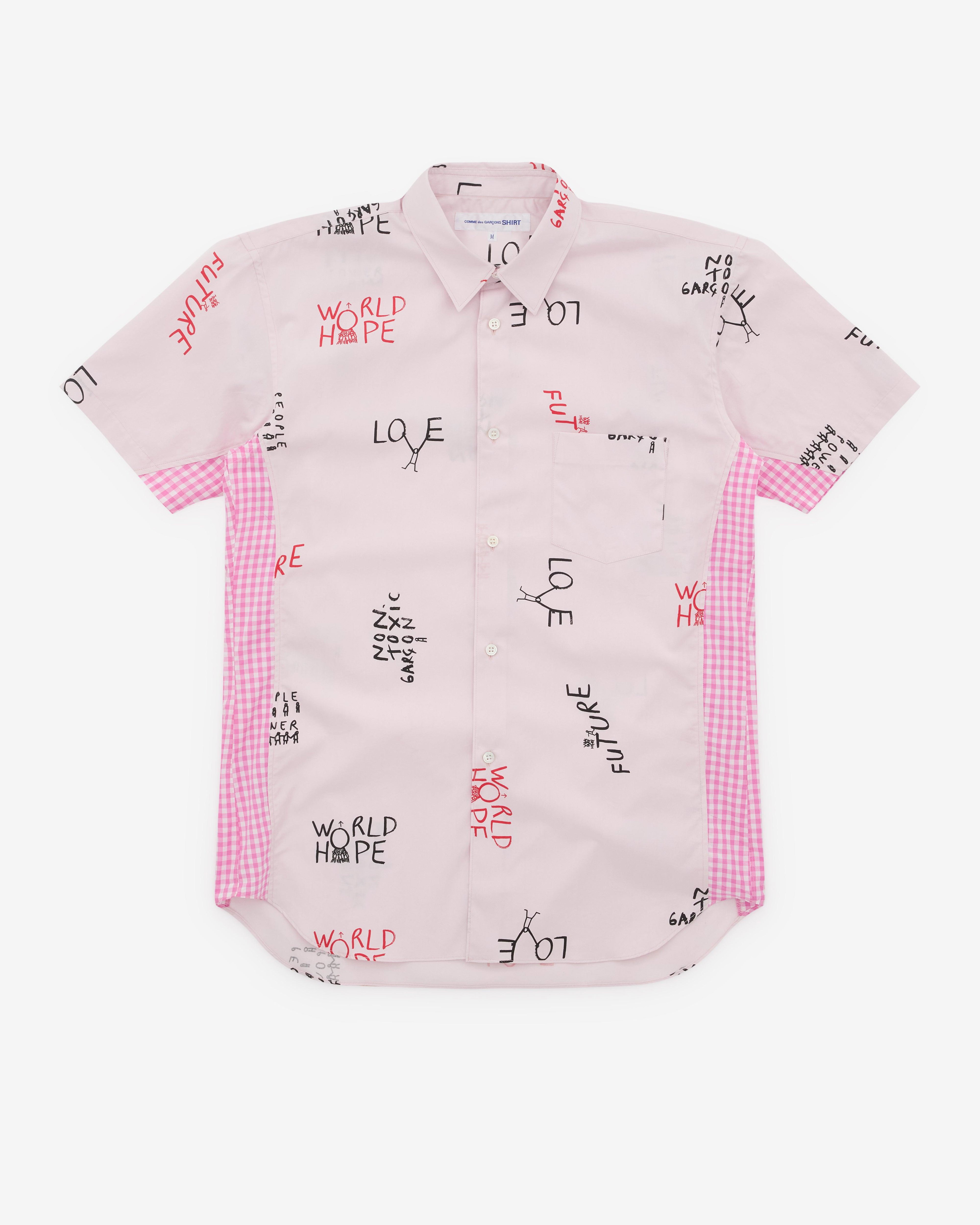 CDG Shirt - Men's Printed Cotton Poplin - (Pink) by COMME DES GARCONS