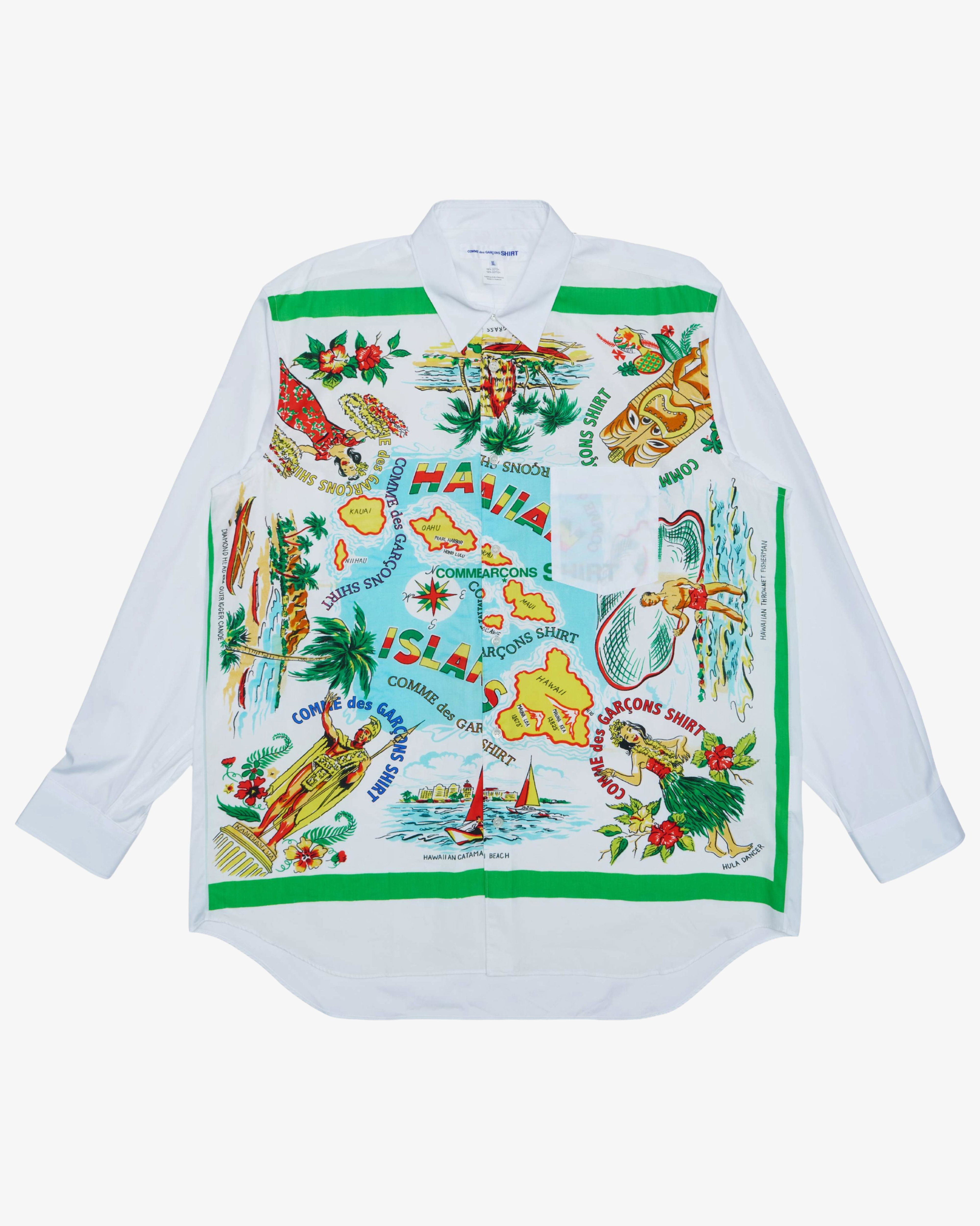 CDG Shirt - Men's Printed Map Shirt - (White) by COMME DES GARCONS