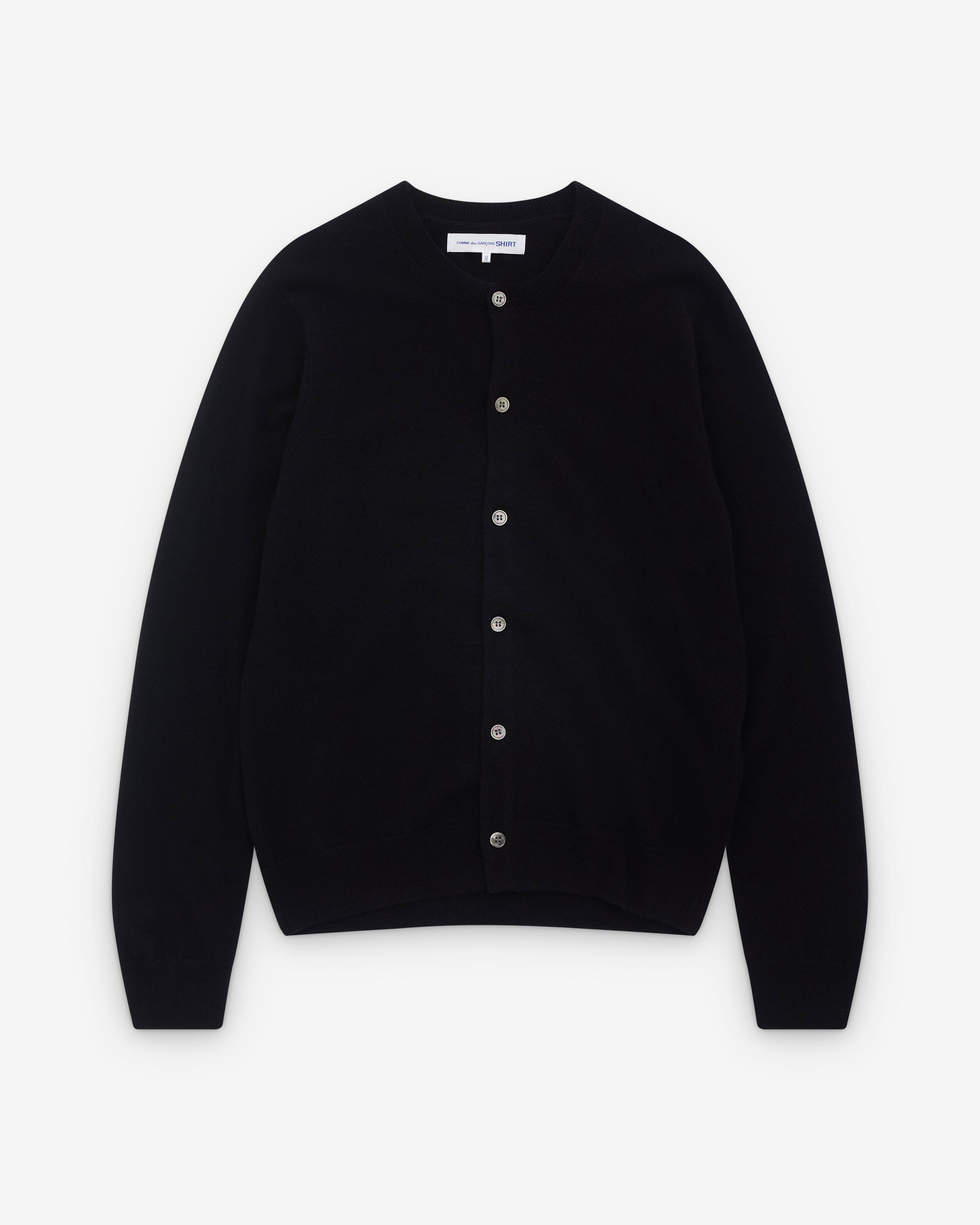 CDG Shirt - Men’s Round Neck Cardigan - (Black) by COMME DES GARCONS