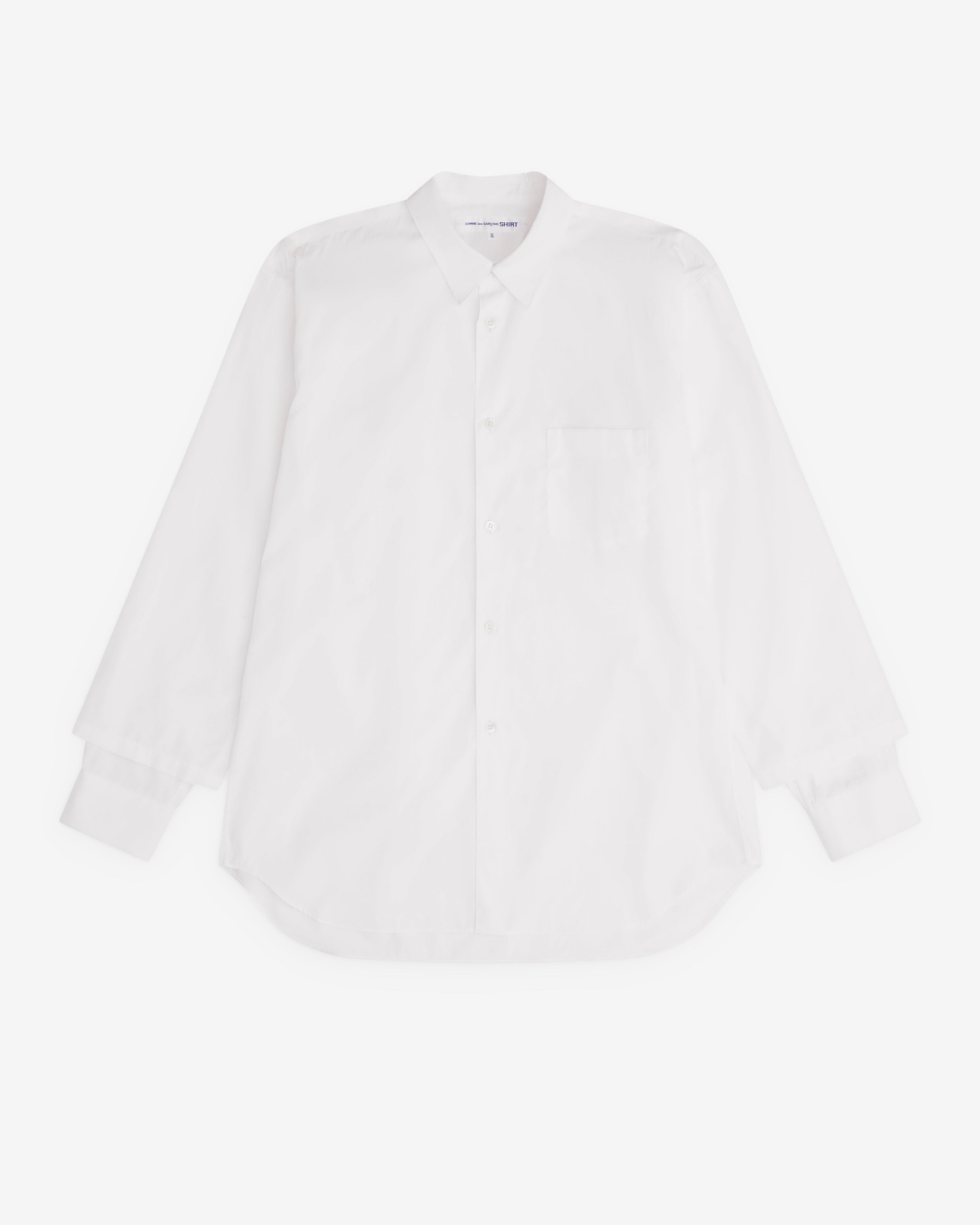 CDG Shirt - Men’s Sleeve Overlay Shirt - (White) by COMME DES GARCONS