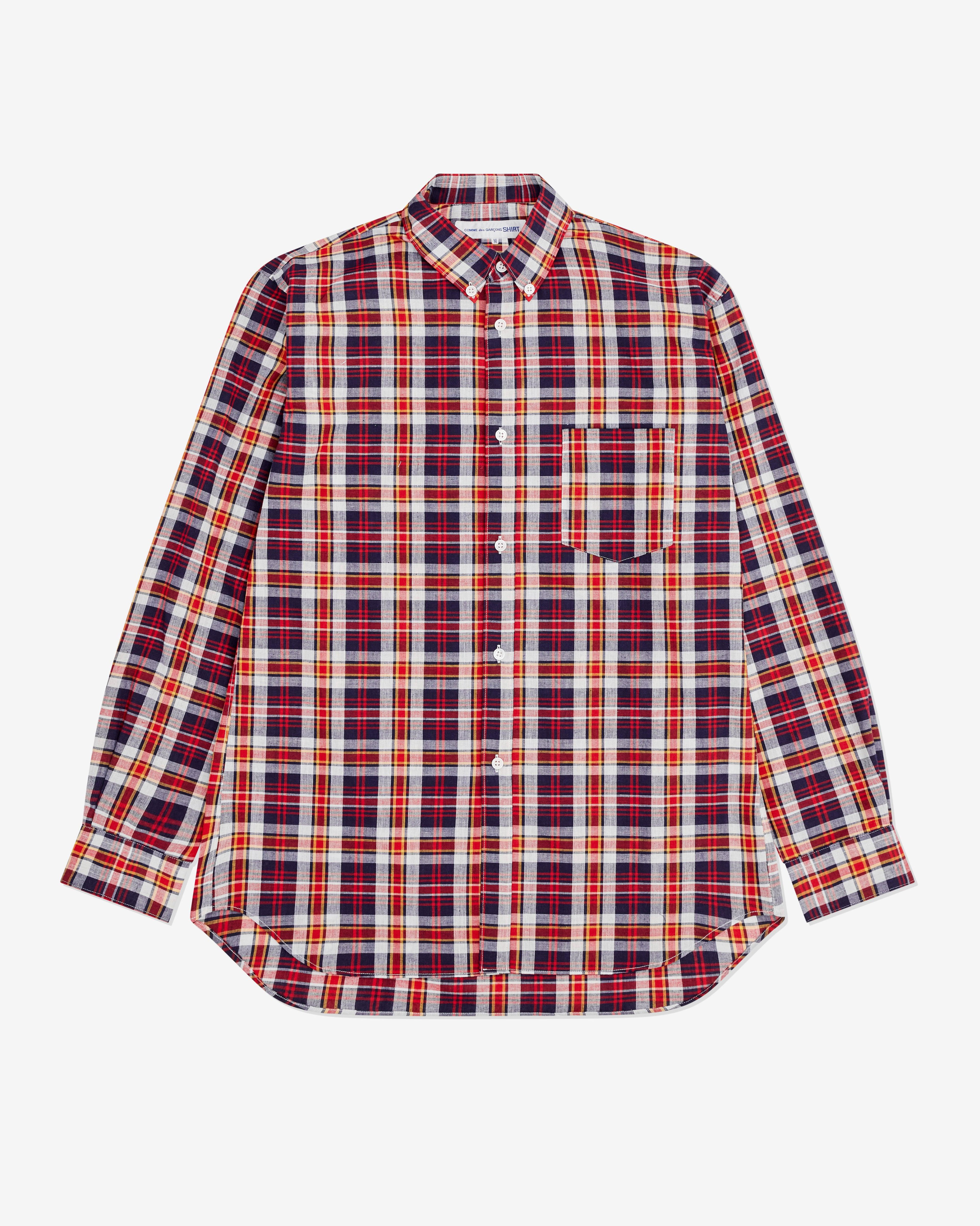 CDG Shirt - Men’s Slim Fit Tartan Shirt - (Red) by COMME DES GARCONS