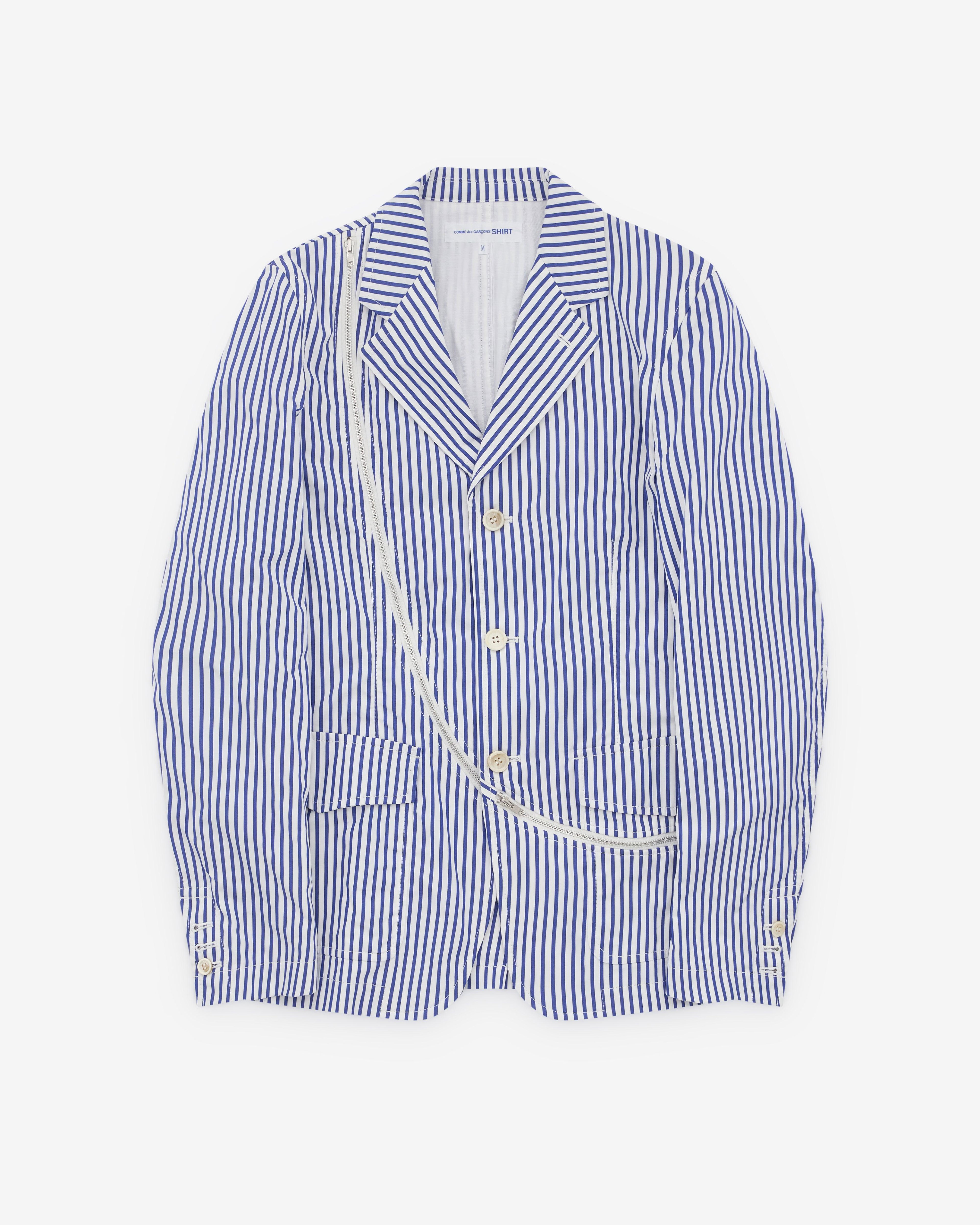 CDG Shirt - Men's Stripe Cotton Poplin - (White) by COMME DES GARCONS