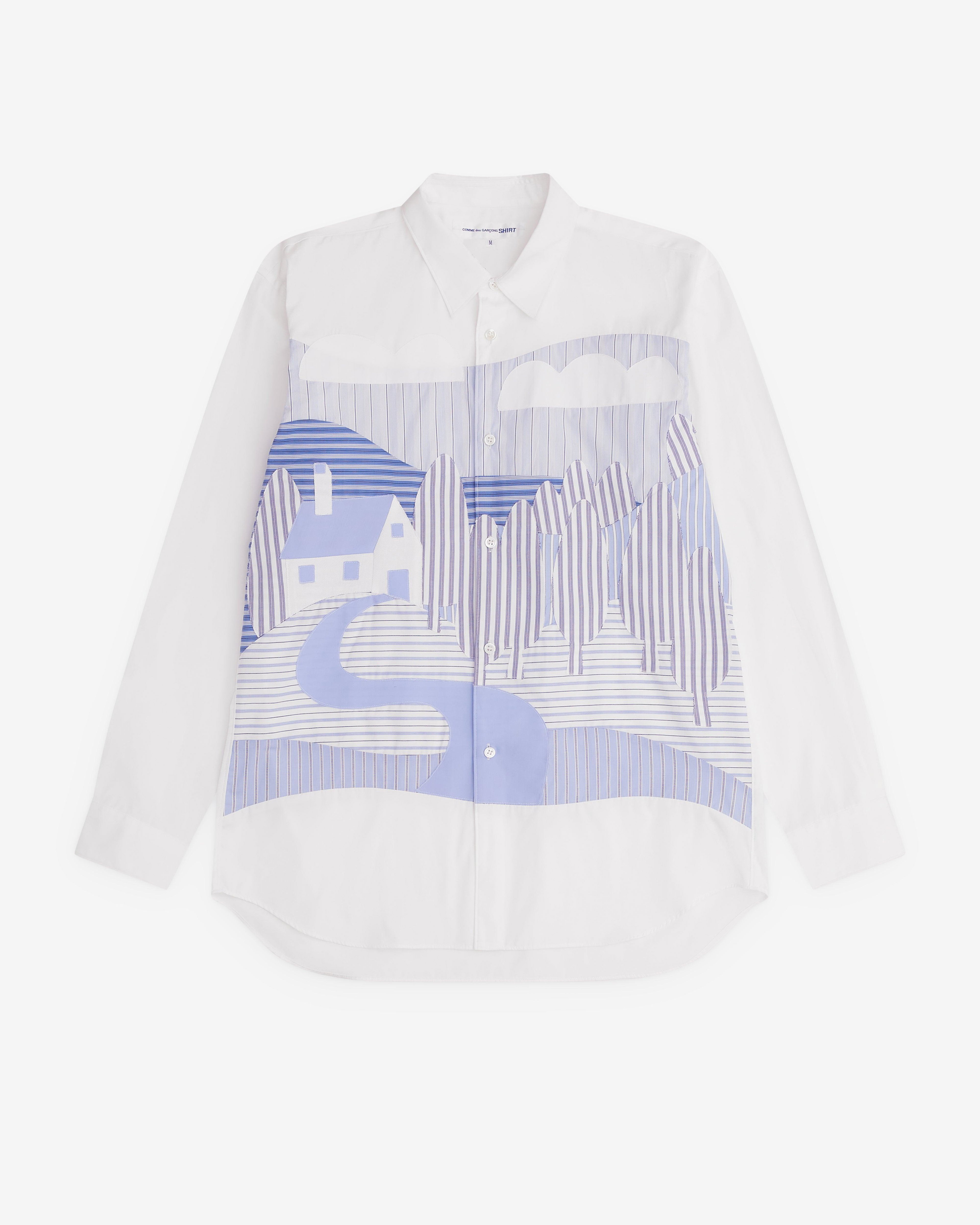 CDG Shirt - Men’s Stripe Landscape Shirt - (Stipe/White) by COMME DES GARCONS