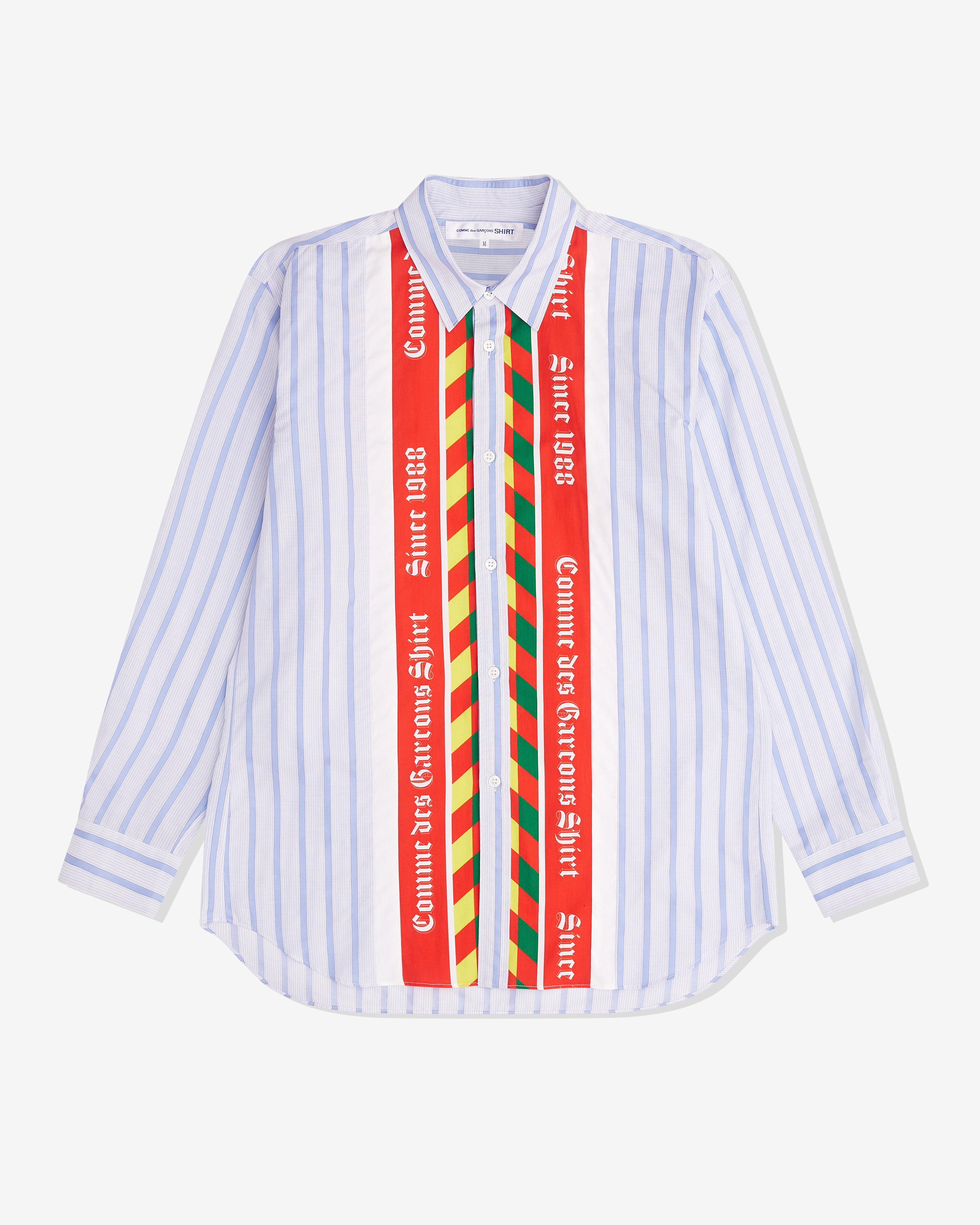 CDG Shirt - Men's Striped Football Scarf Placket Shirt - (Stripes) by COMME DES GARCONS