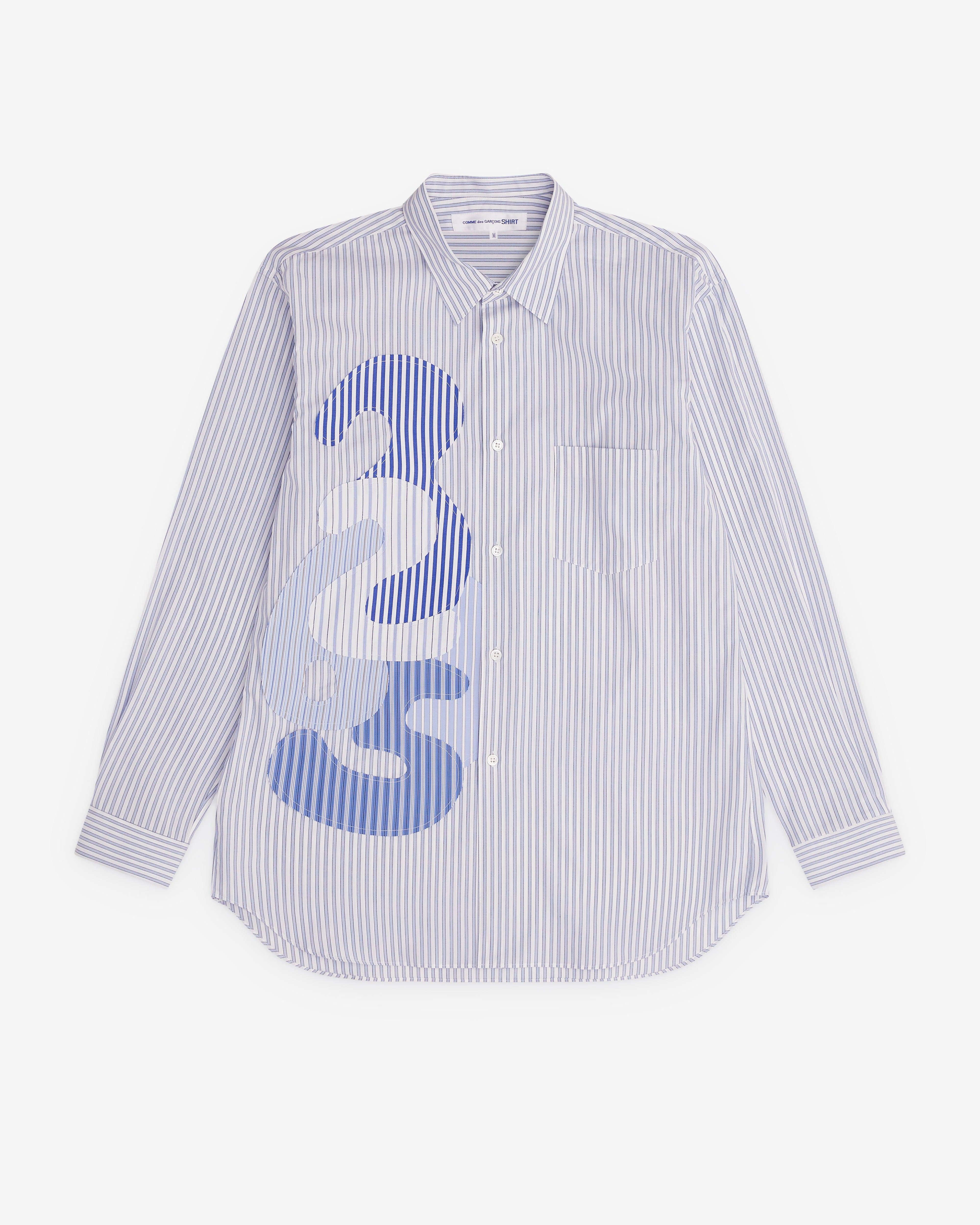 CDG Shirt - Men’s Striped Number Shirt - (Blue) by COMME DES GARCONS
