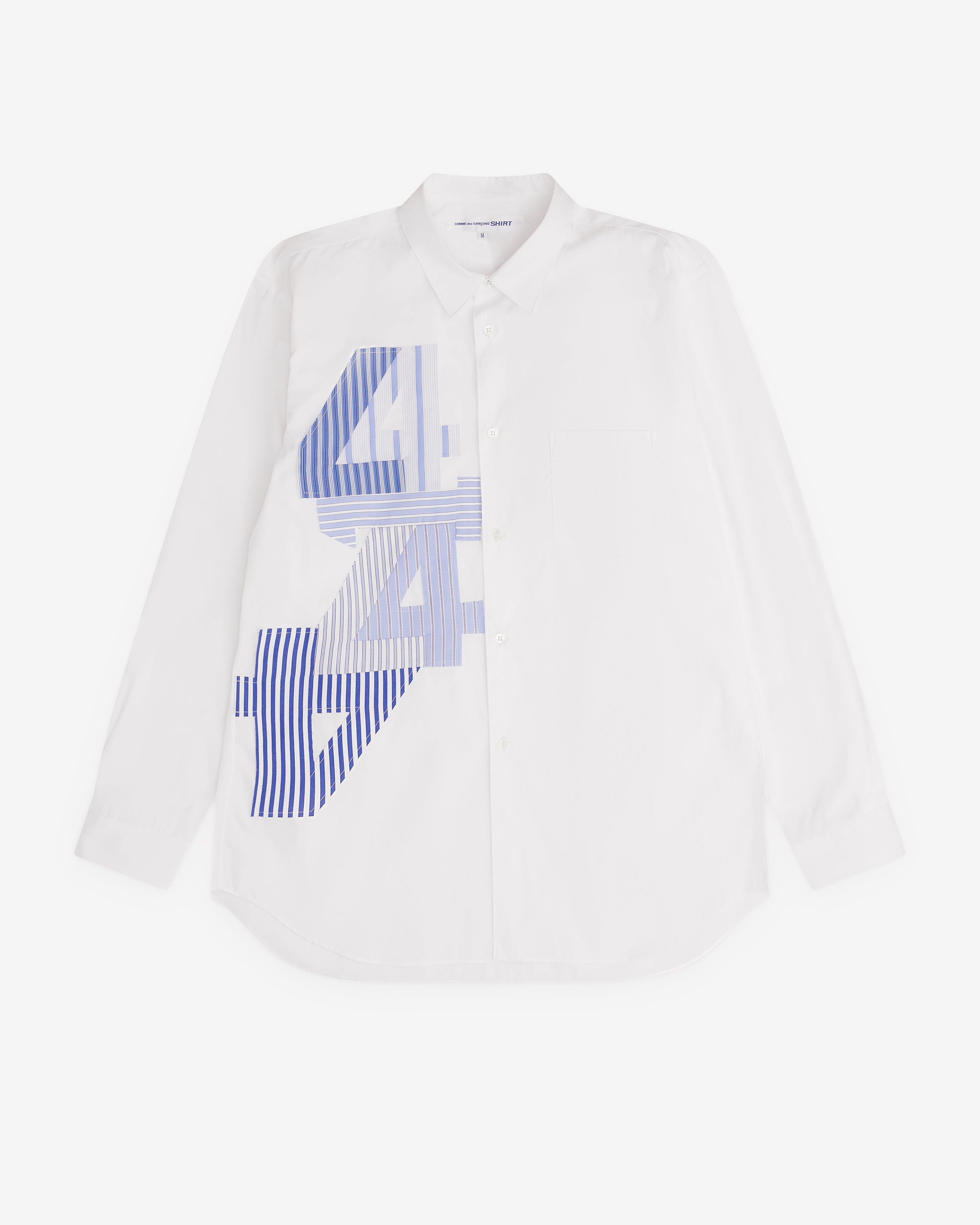 CDG Shirt - Men’s Striped Number Shirt - (White) by COMME DES GARCONS
