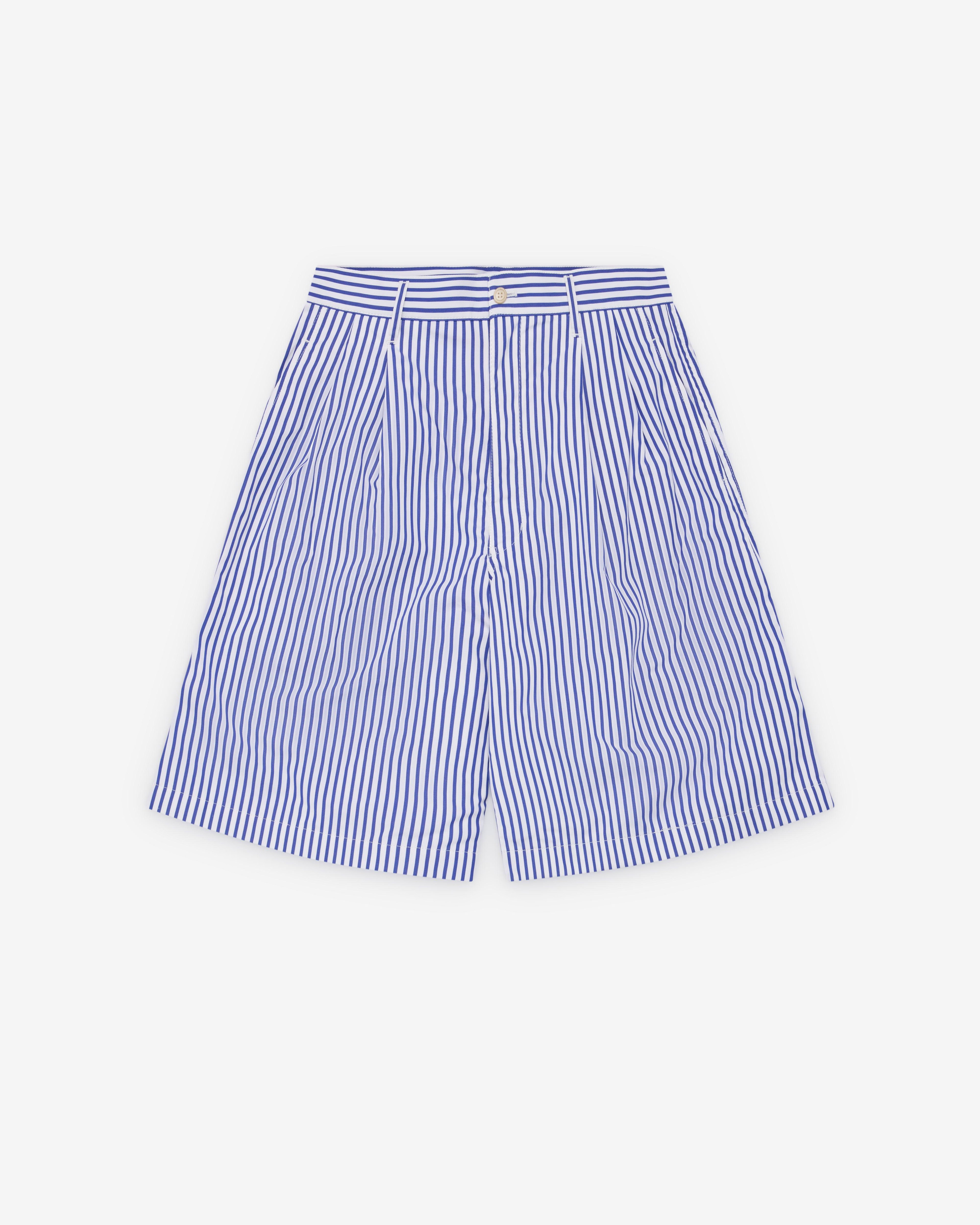 CDG Shirt - Men's Striped Shorts - (White/Blue) by COMME DES GARCONS