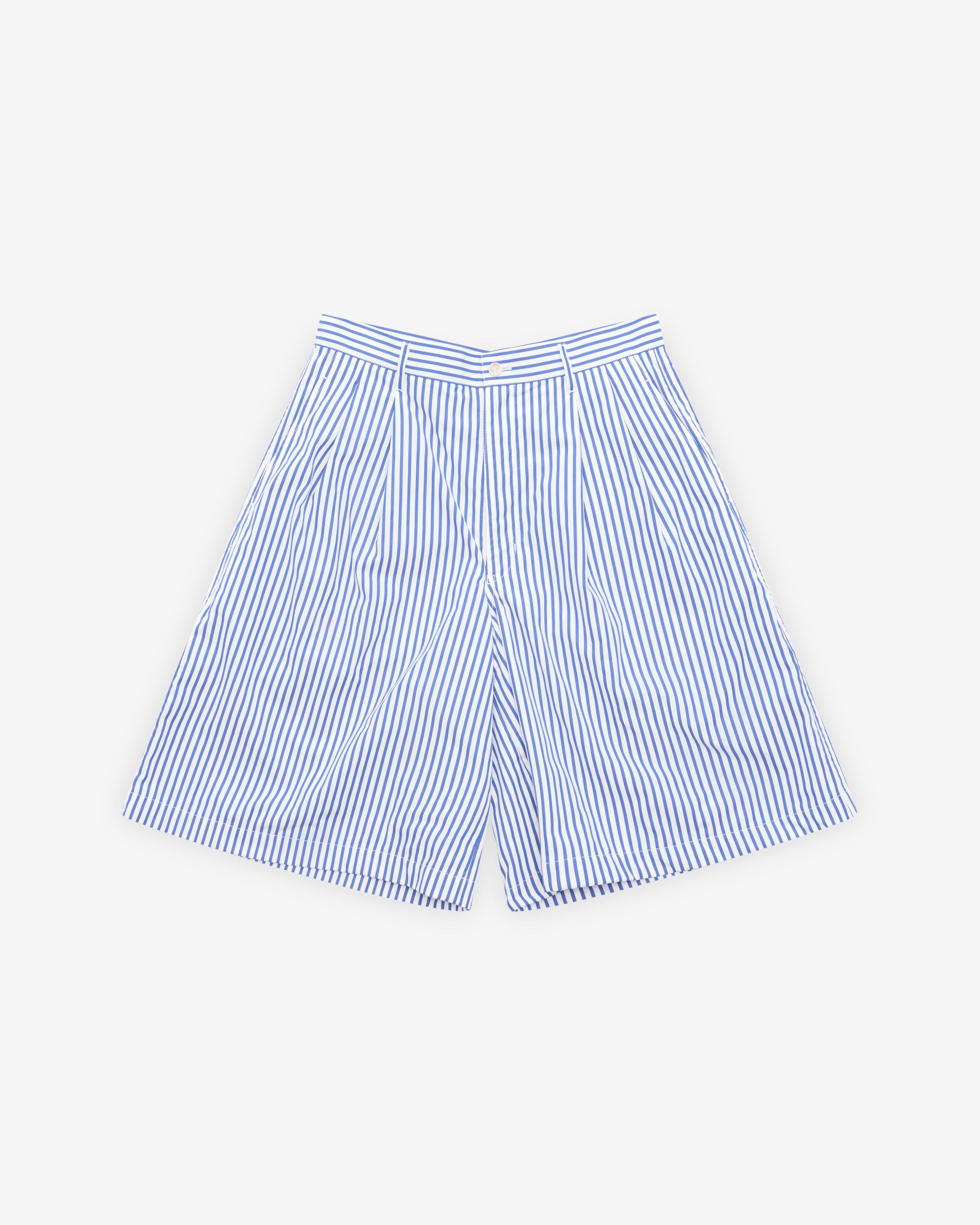 CDG Shirt - Men's Striped Shorts - (White/Blue) by COMME DES GARCONS