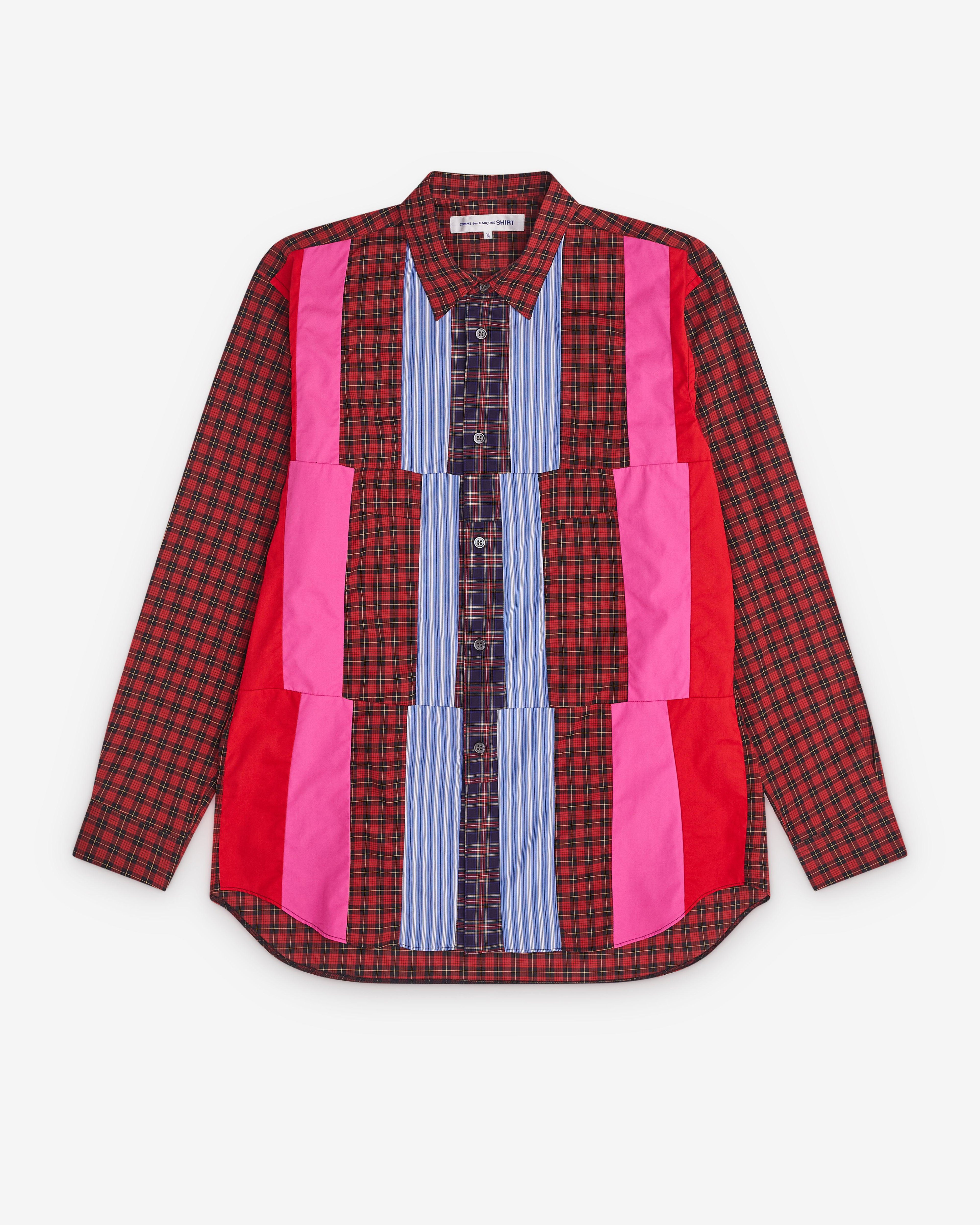 CDG Shirt - Men’s Tartan Colour Block Shirt - (Multi) by COMME DES GARCONS