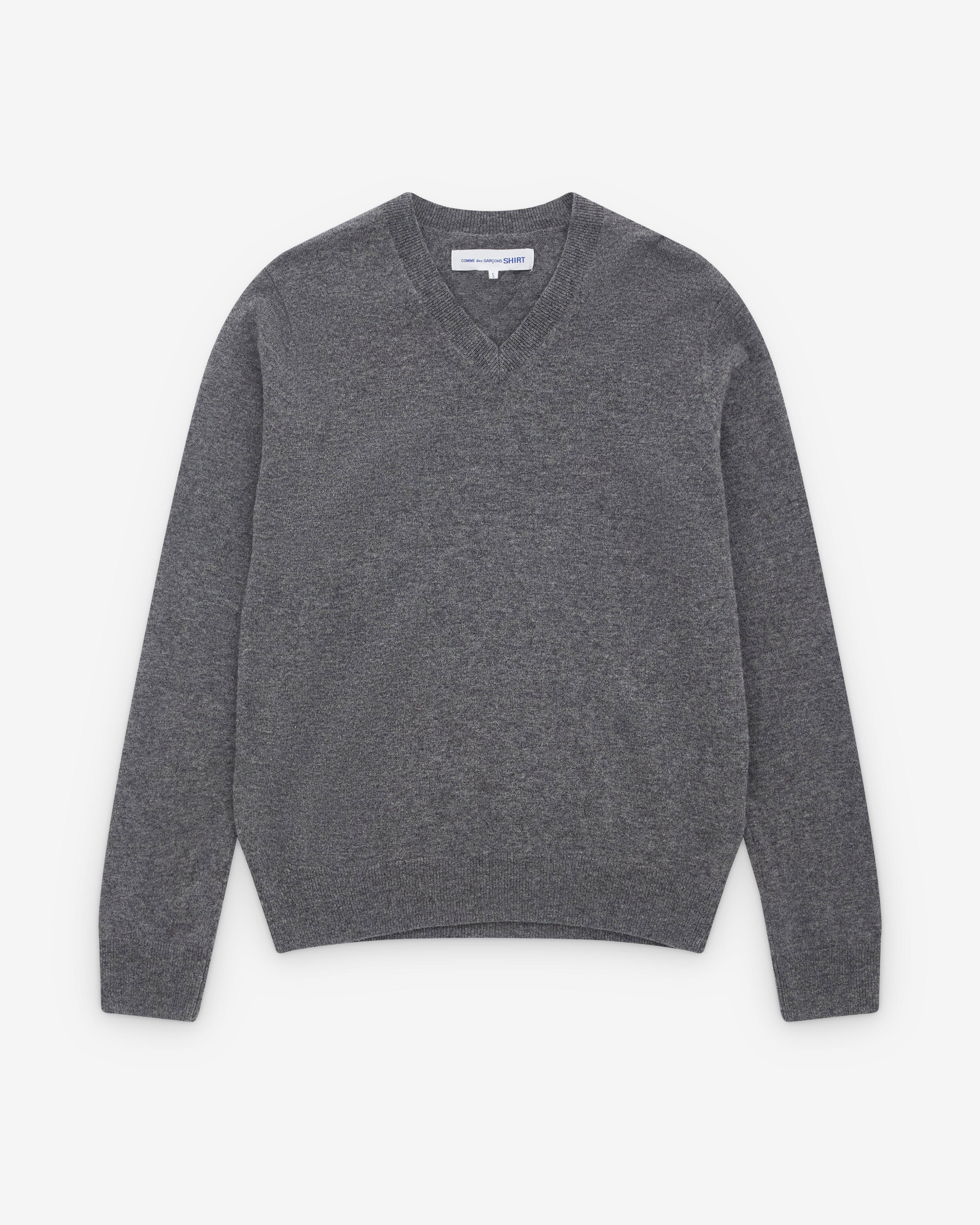 CDG Shirt - Men’s V-Neck Pullover - (Grey) by COMME DES GARCONS