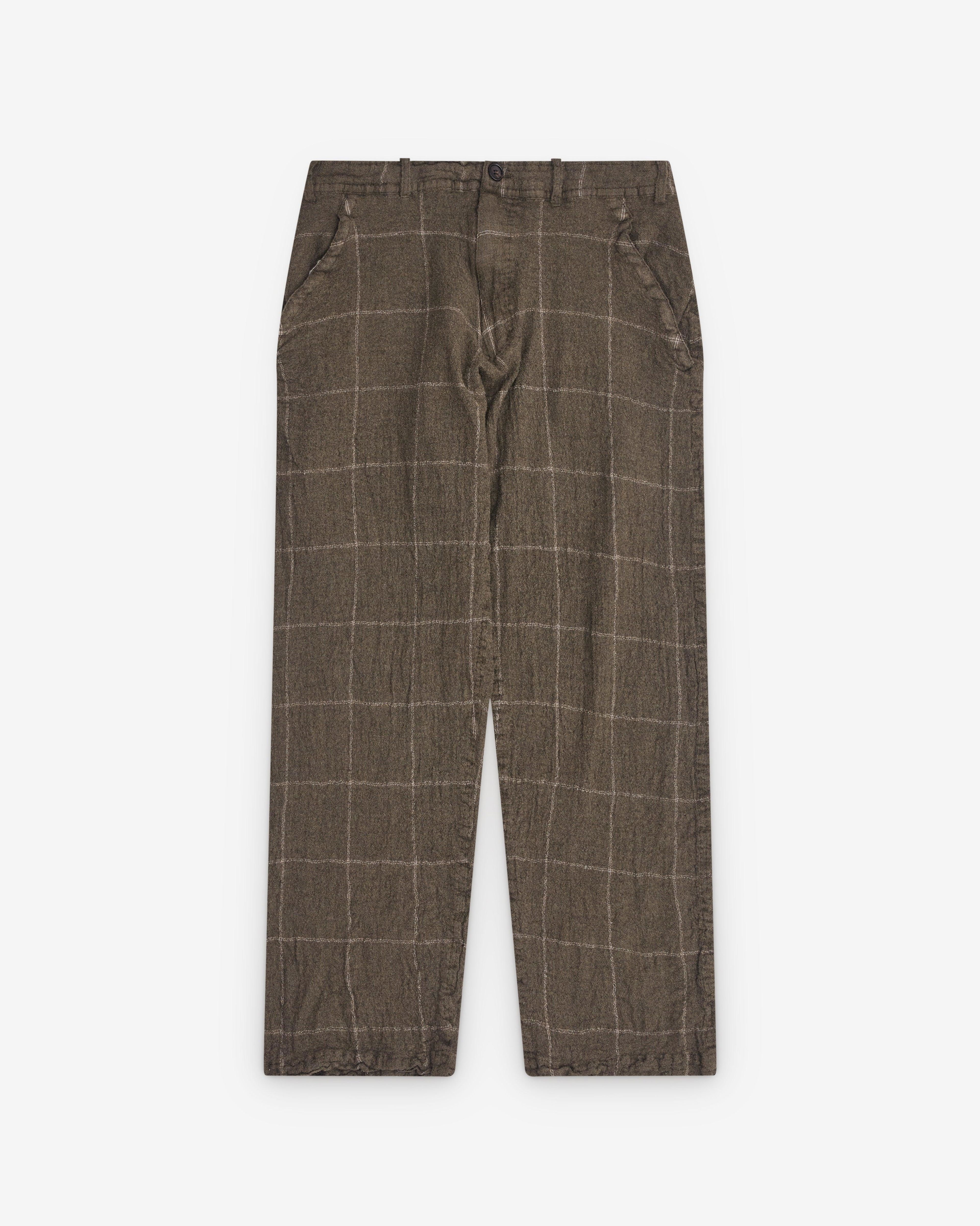 CDG Shirt - Men's Window Pane Check Trousers - (Brown) by COMME DES GARCONS