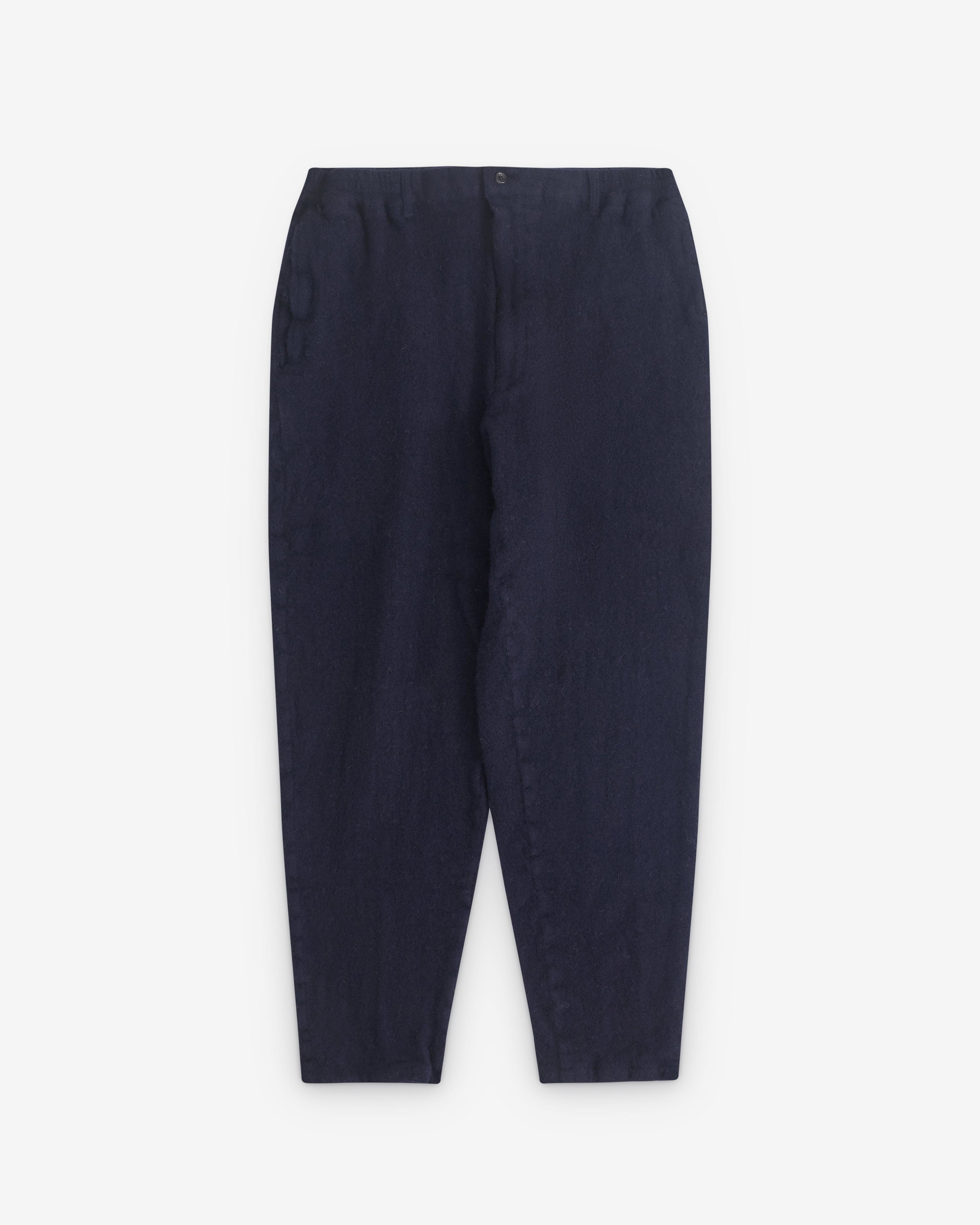 CDG Shirt - Men’s Wool Tweed Tapered Trousers - (Navy) by COMME DES GARCONS
