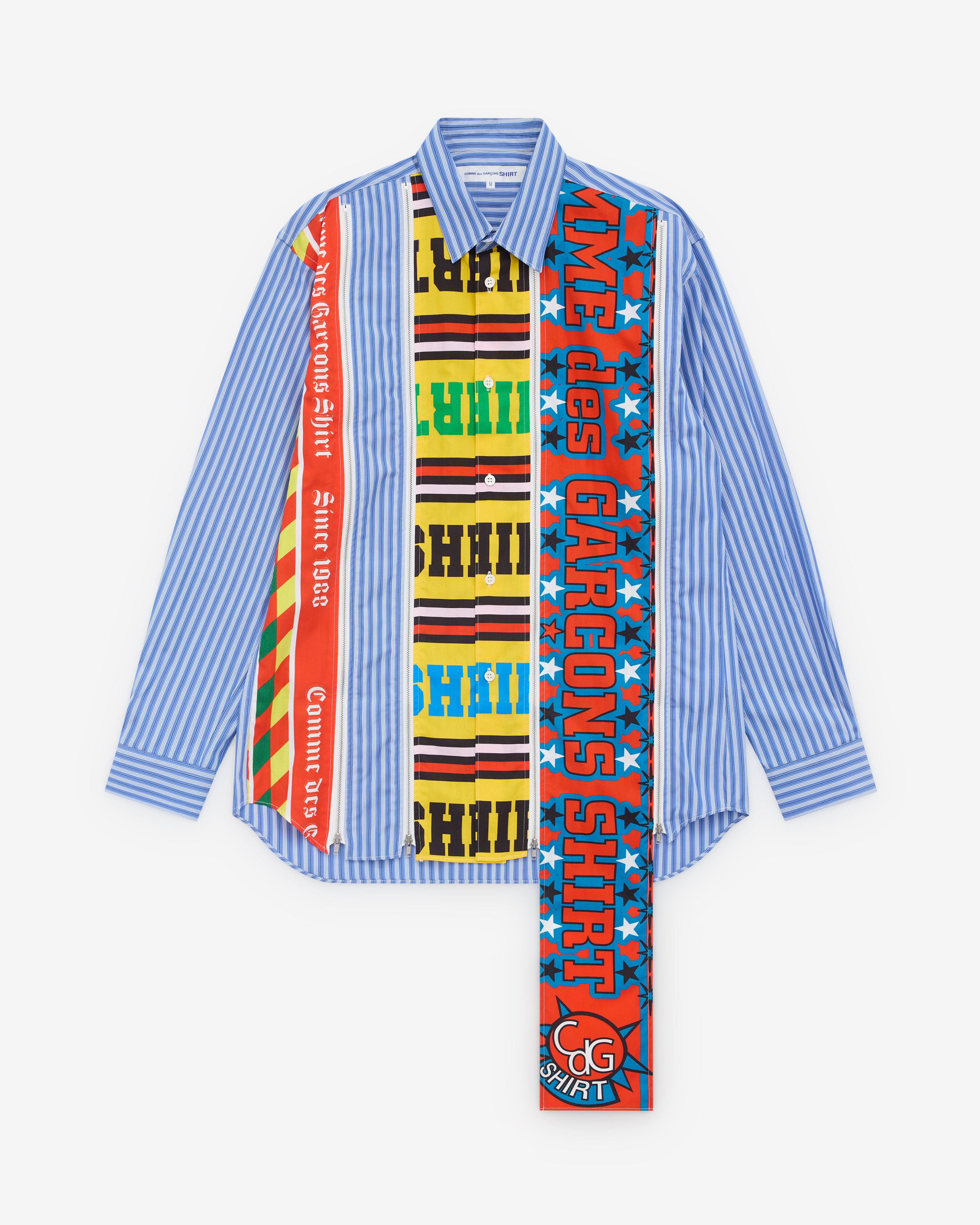 CDG Shirt - Men's Zip Football Scarf Shirt - (Blue/Multi) by COMME DES GARCONS
