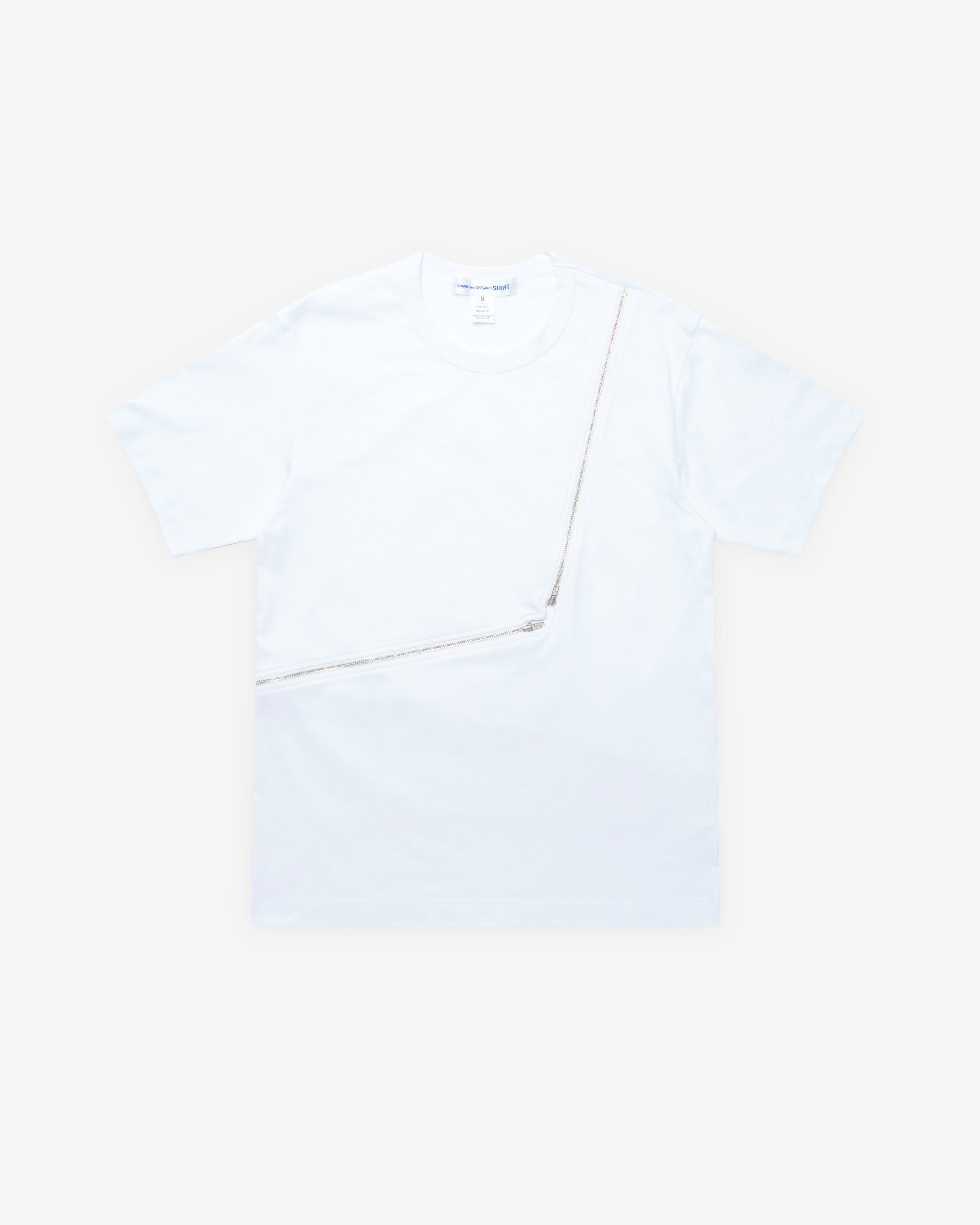 CDG Shirt - Men's Zip T-Shirt - (White) by COMME DES GARCONS