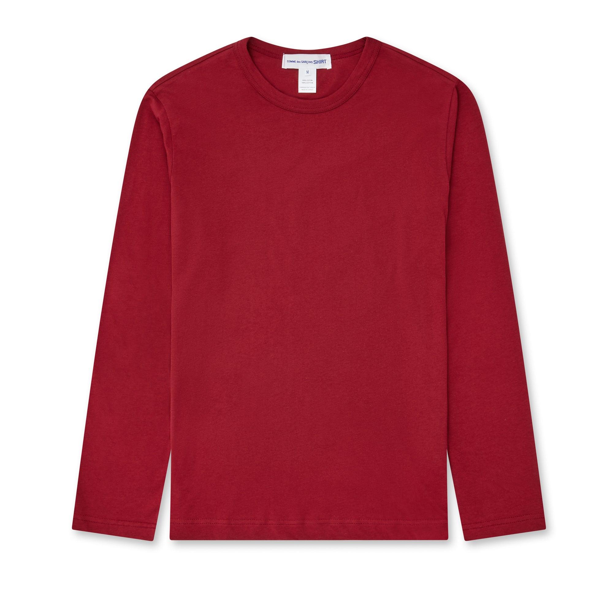 CDG Shirt - Rear Logo Long Sleeve T-Shirt - (Burgundy) by COMME DES GARCONS CDG Shirt - Rear Logo Long Sleeve T-Shirt - (Burgundy) by COMME DES GARCONS