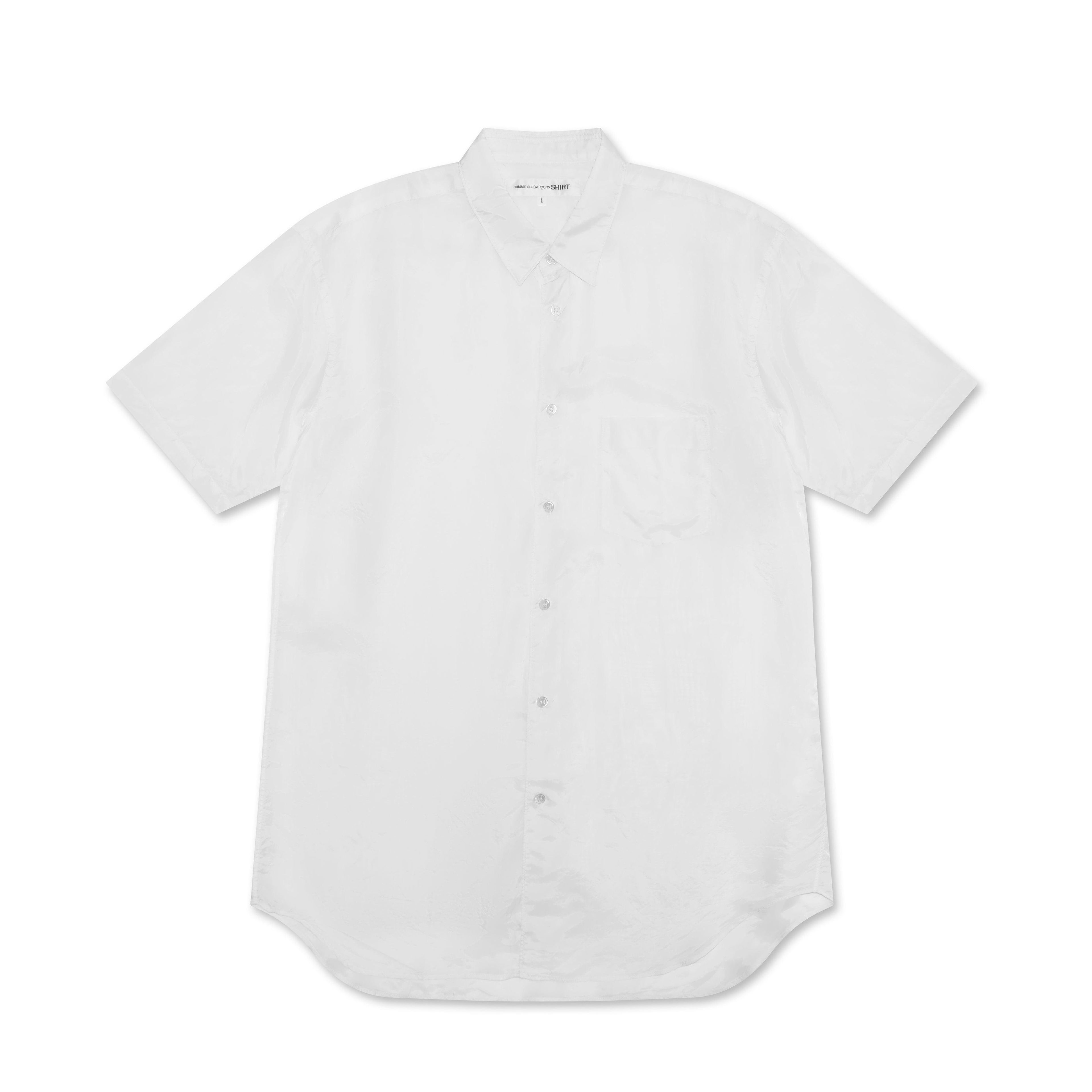 CDG Shirt - Washed Cupro Short-Sleeve Shirt - (White) by COMME DES GARCONS