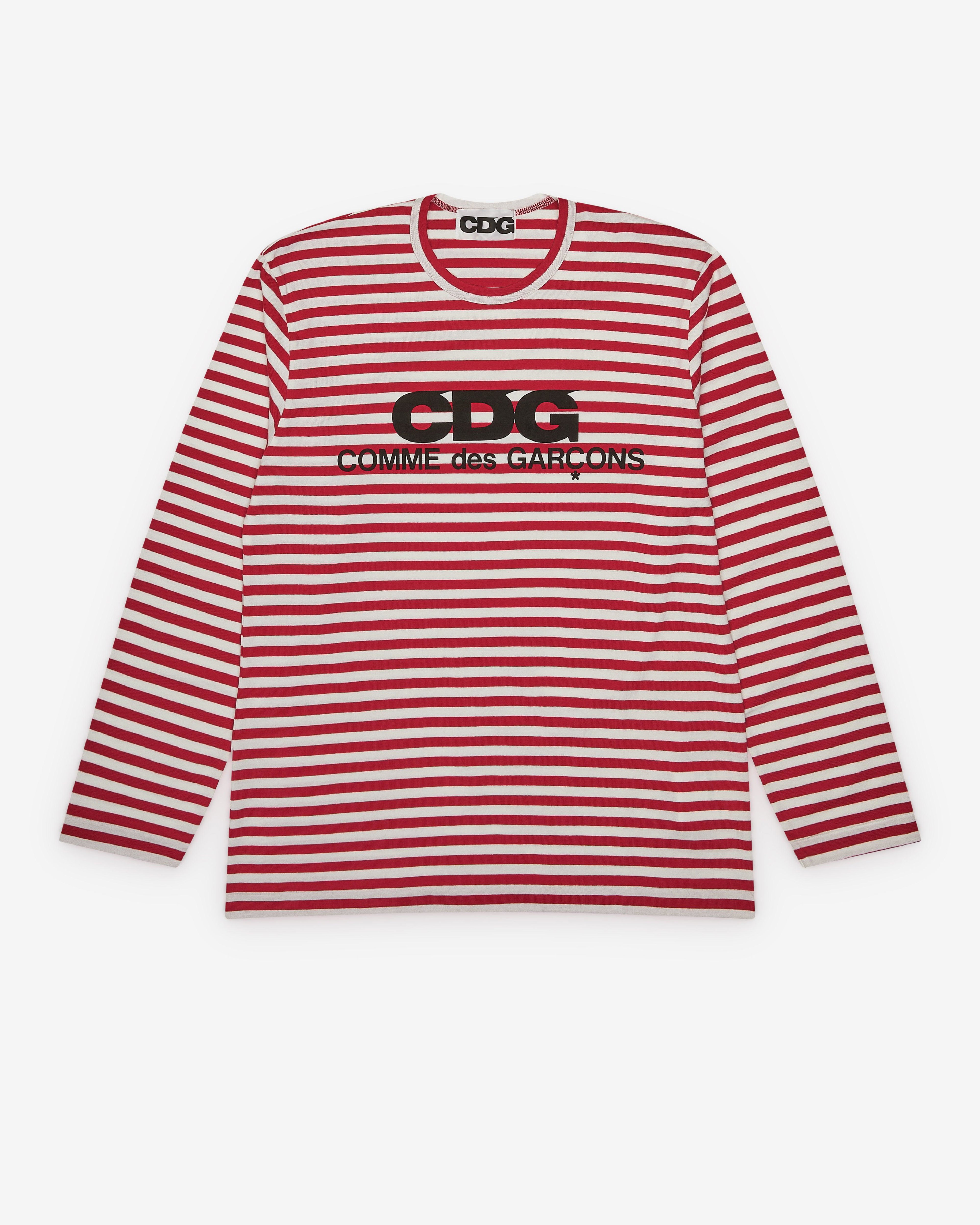CDG - Striped Long Sleeve T-Shirt - (Red) by COMME DES GARCONS