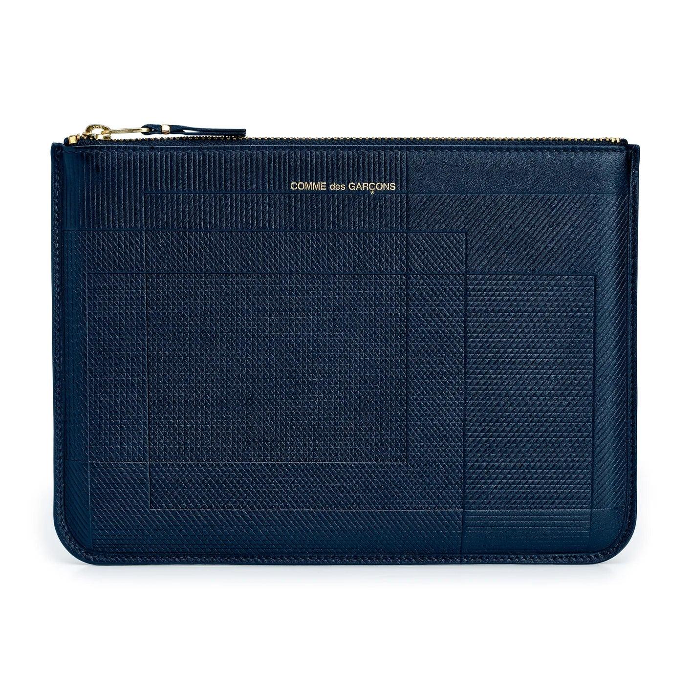 CDG WALLET - Intersection Big Zip Pouch - (Navy SA5100LS) by COMME DES GARCONS