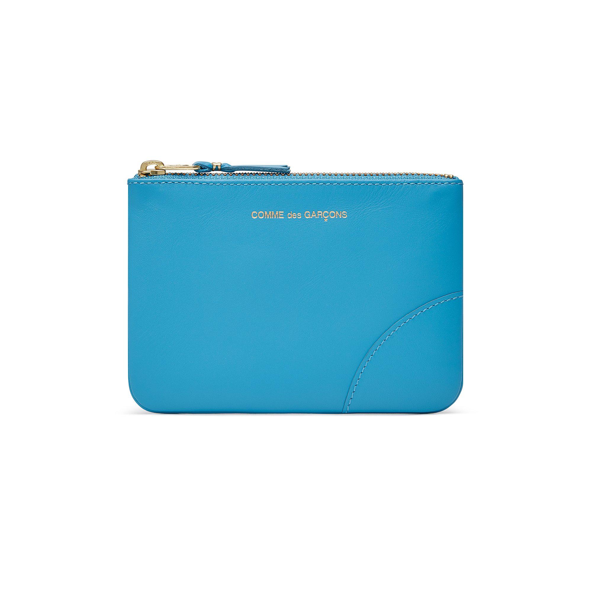 CDG Wallet - Classic Leather Zip Pouch - (Blue SA8100C) by COMME DES GARCONS