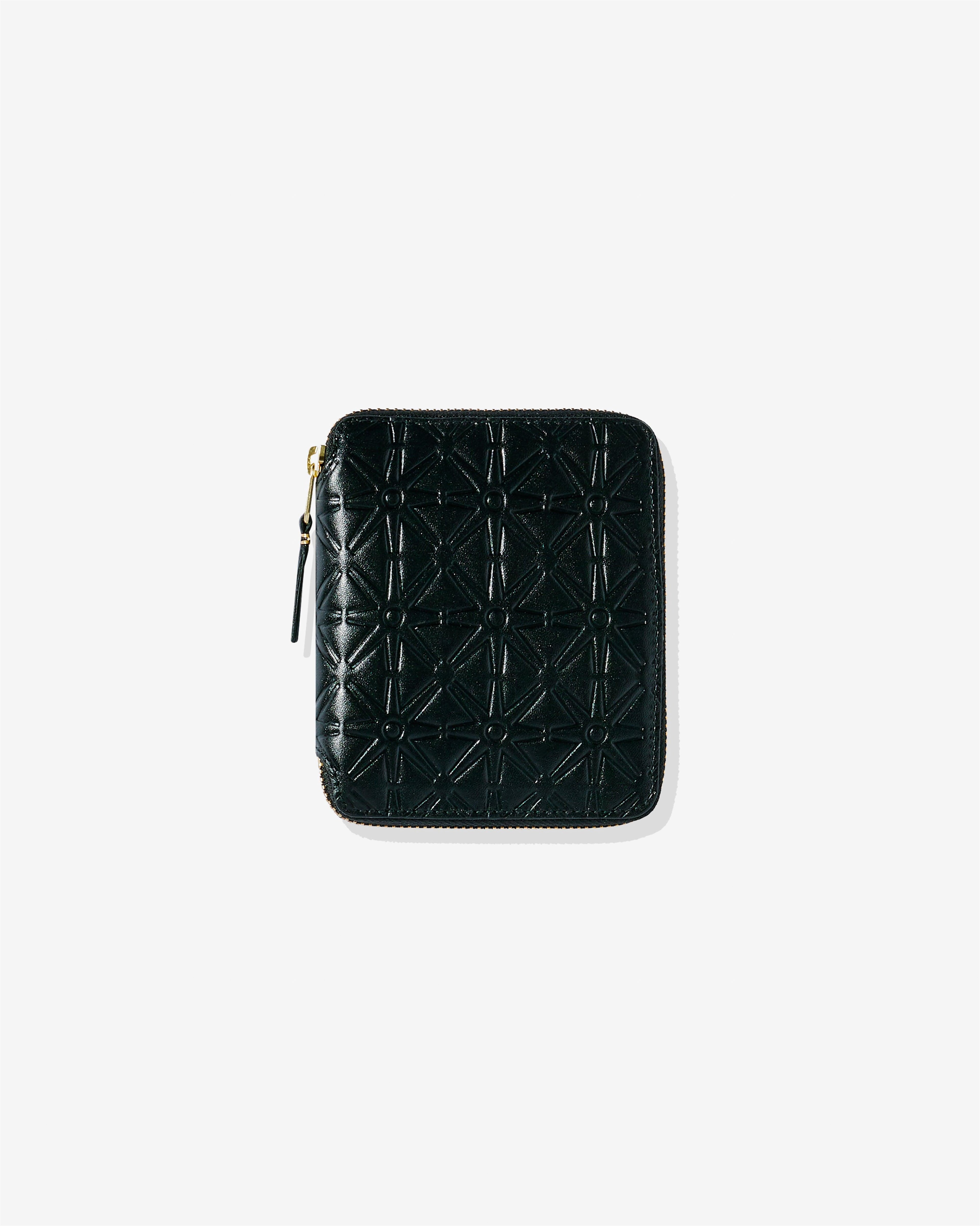 CDG Wallet - Embossed A Full Zip Around Wallet - (Black SA210E) by COMME DES GARCONS
