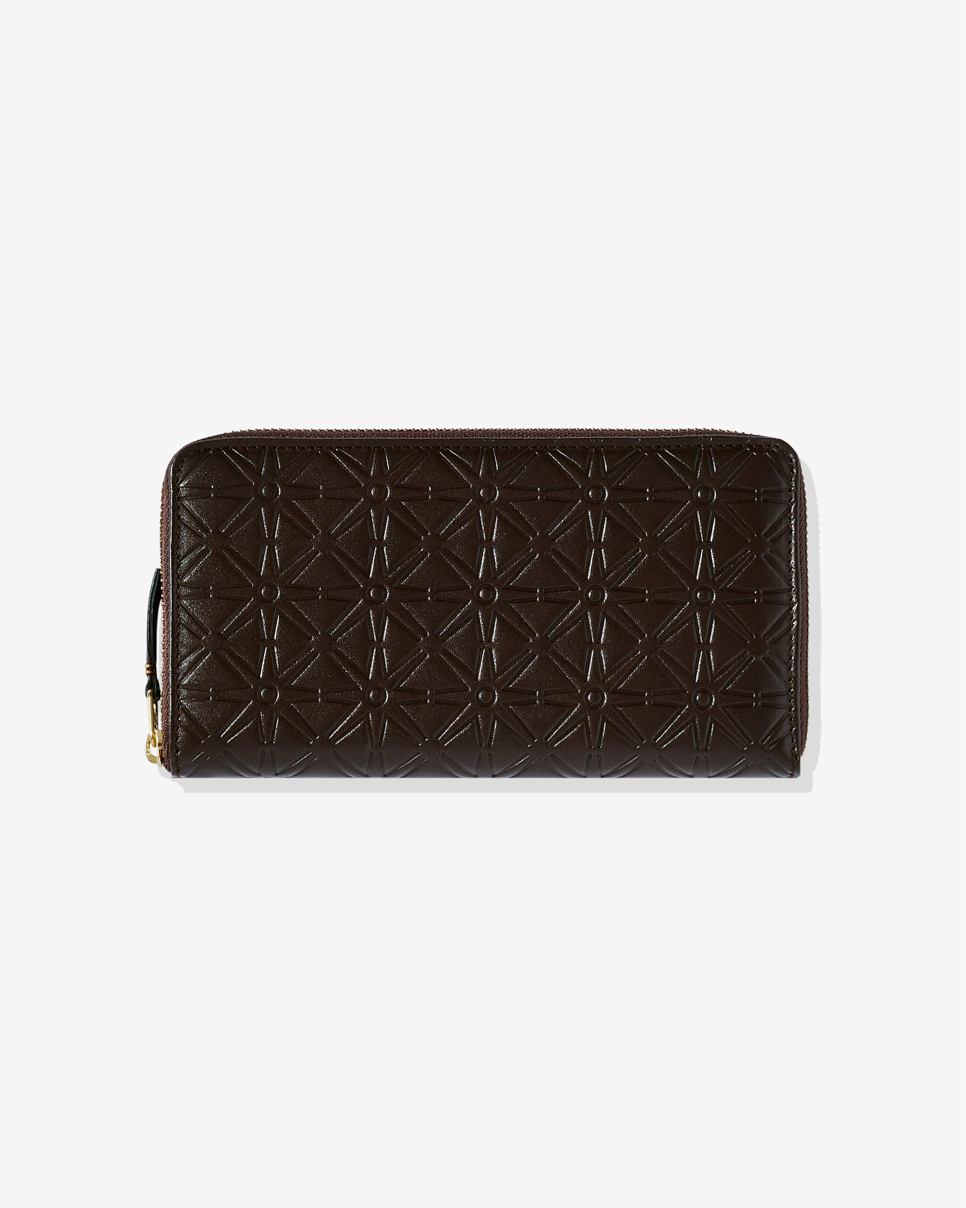 CDG Wallet - Embossed A Zip Around Wallet - (Brown SA010EA) by COMME DES GARCONS