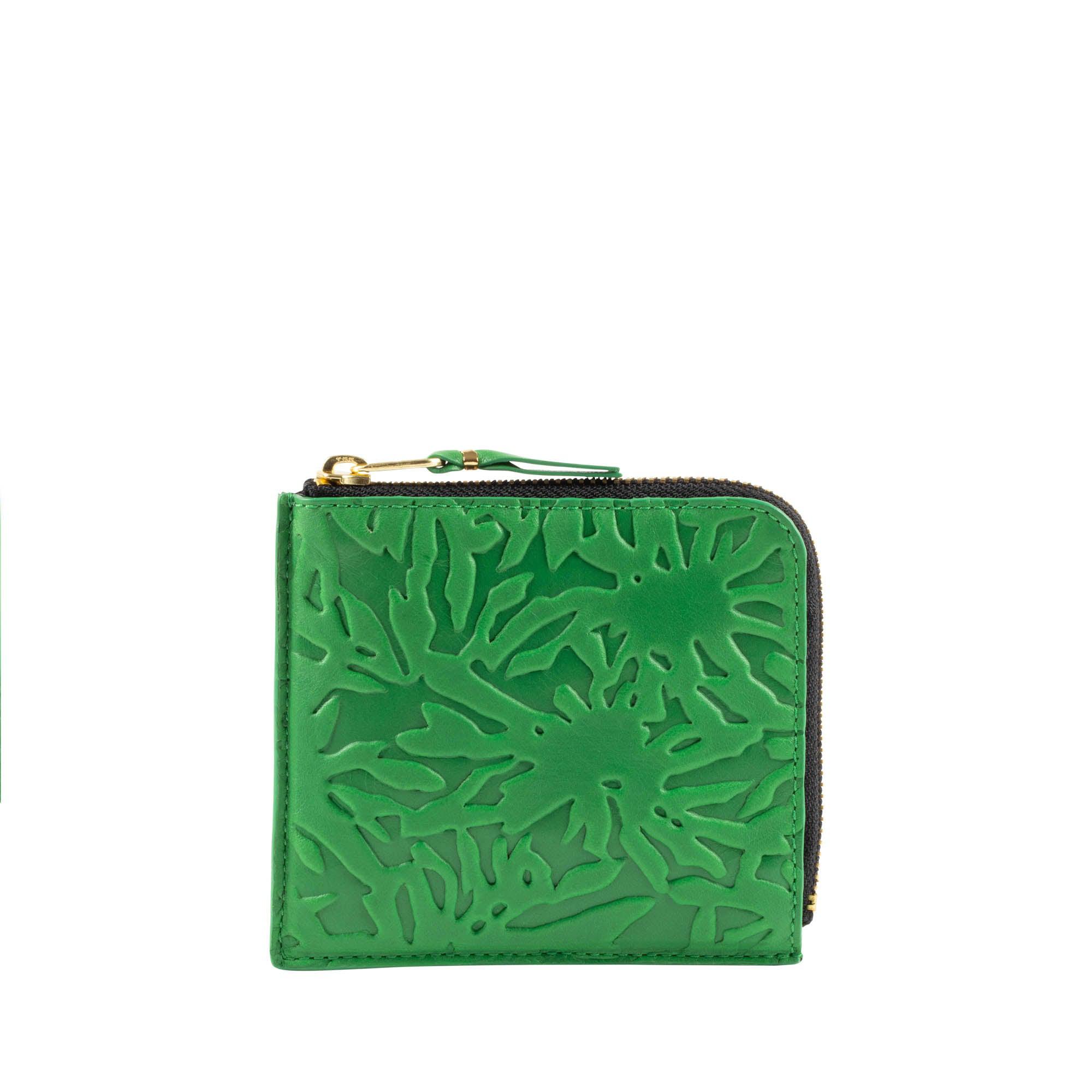 CDG Wallet - Embossed Forest Zip Around Wallet - (Green SA3100EF) by COMME DES GARCONS