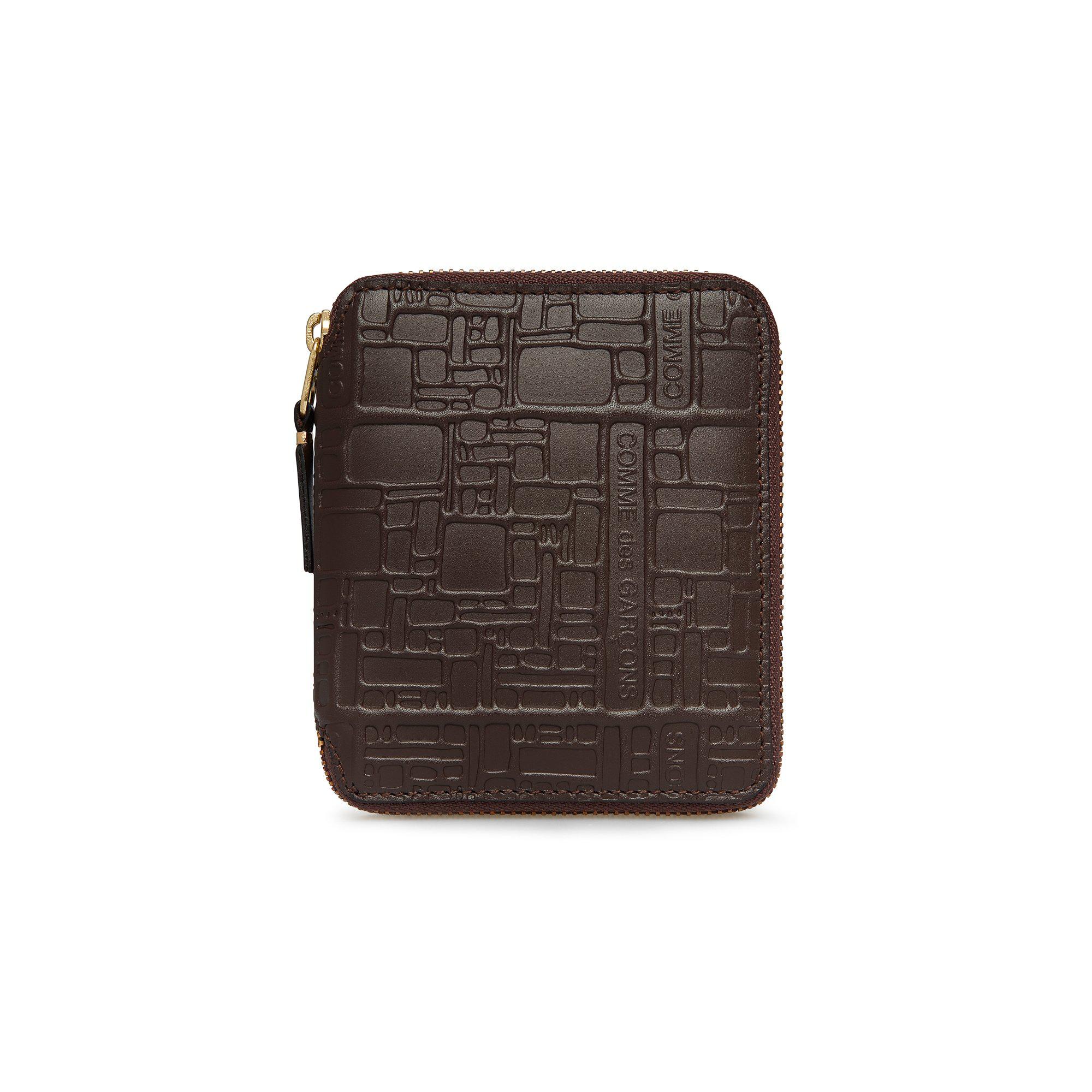 CDG Wallet - Embossed Logo Full Zip Around Wallet - (Brown SA2100EL) by COMME DES GARCONS
