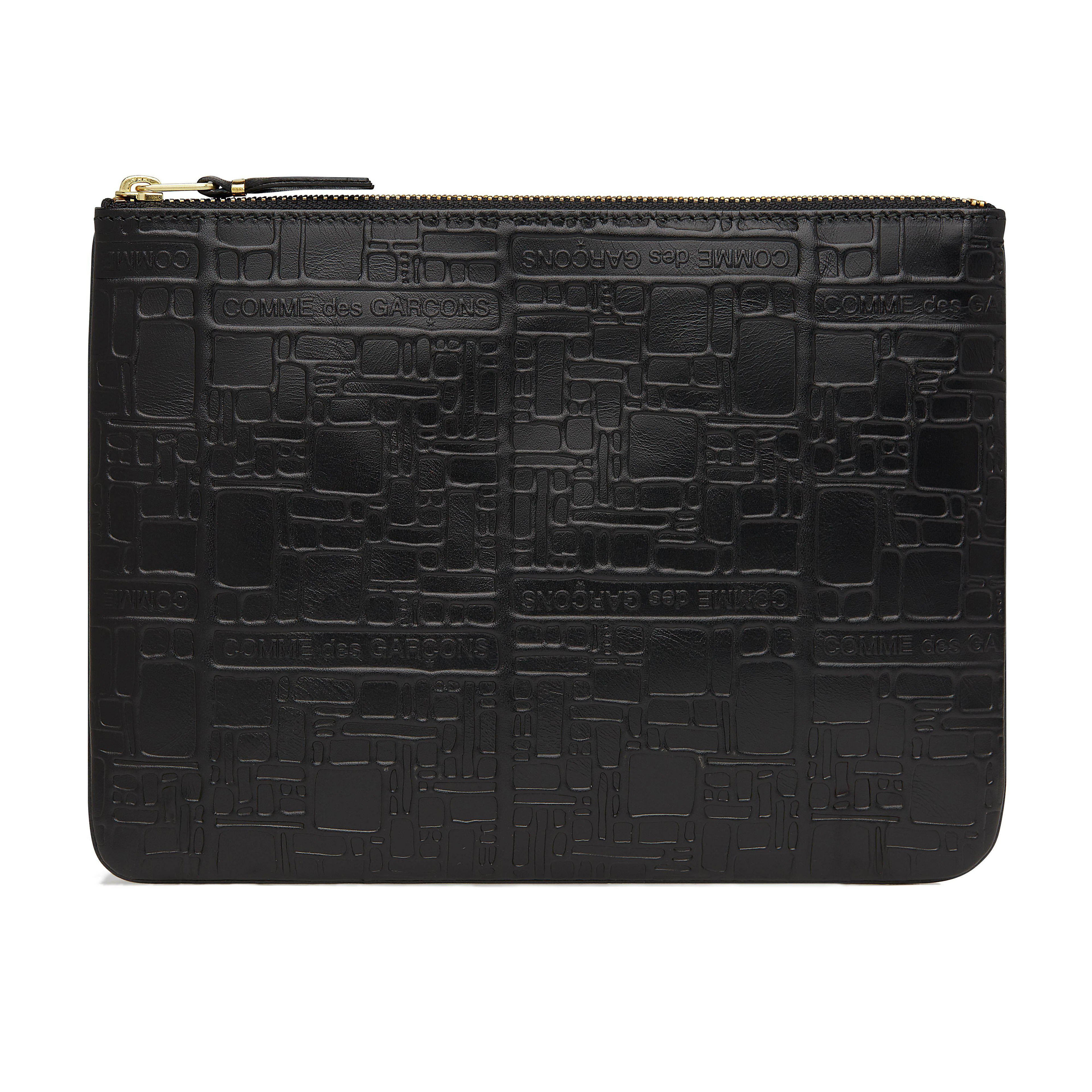 CDG Wallet - Embossed Logo Zip Pouch - (Black SA5100EL) by COMME DES GARCONS