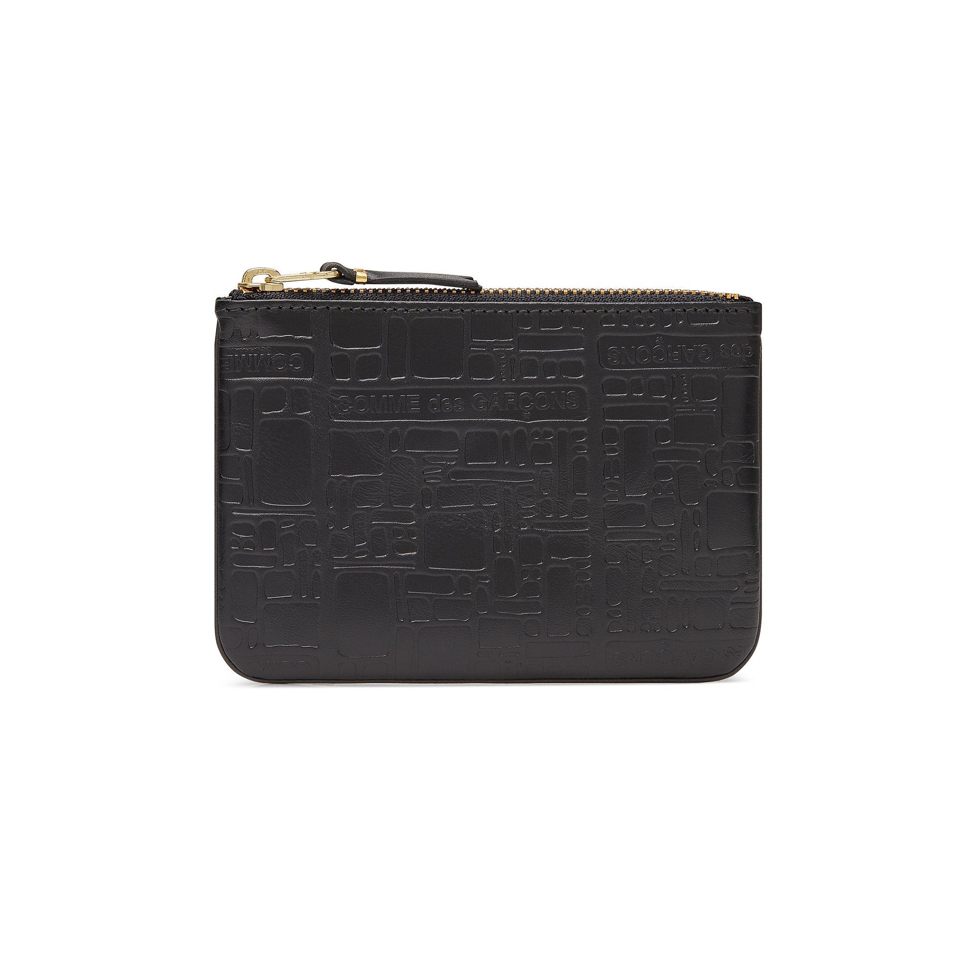 CDG Wallet - Embossed Logo Zip Pouch - (Black SA8100EL) by COMME DES GARCONS
