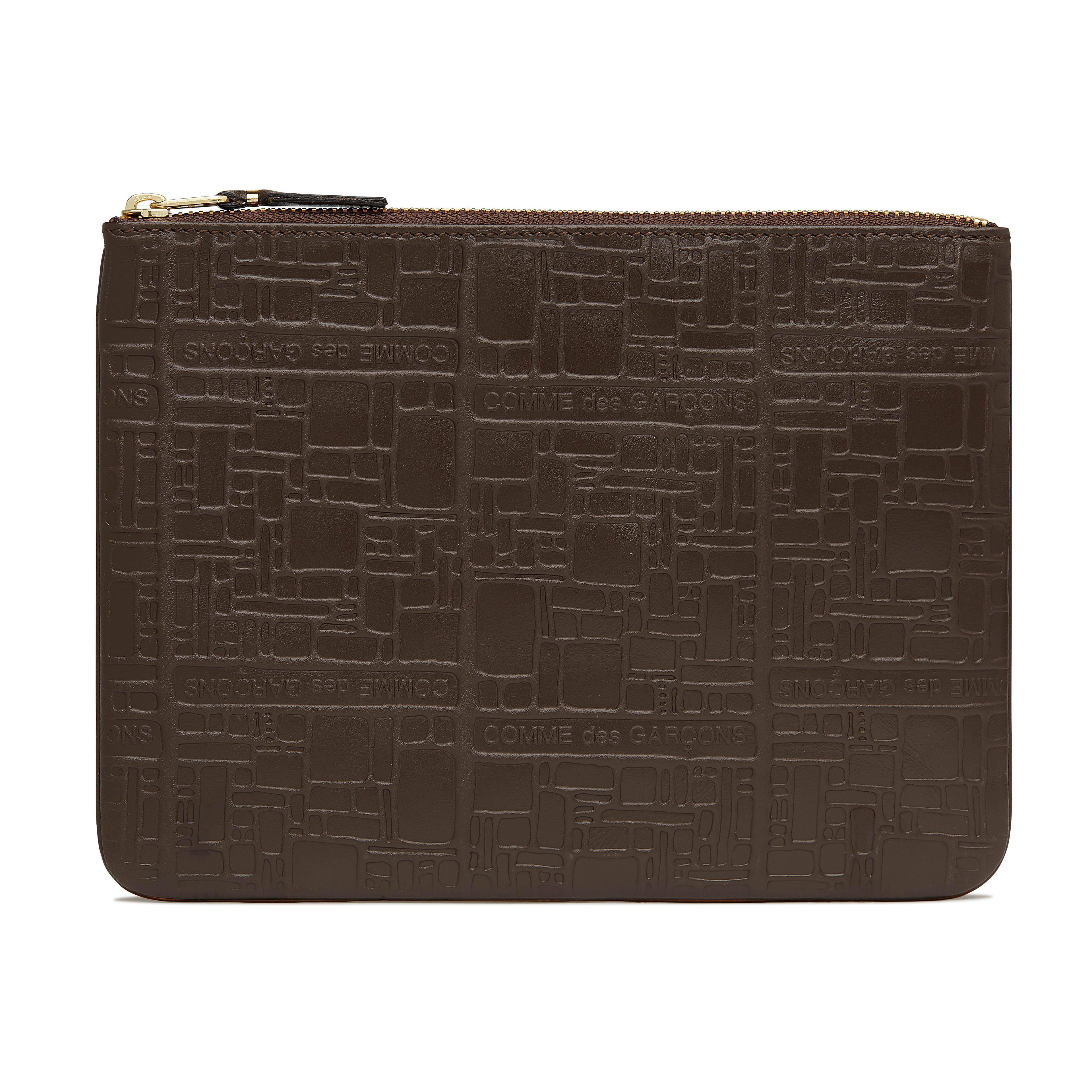 CDG Wallet - Embossed Logo Zip Pouch - (Brown SA5100EL) by COMME DES GARCONS