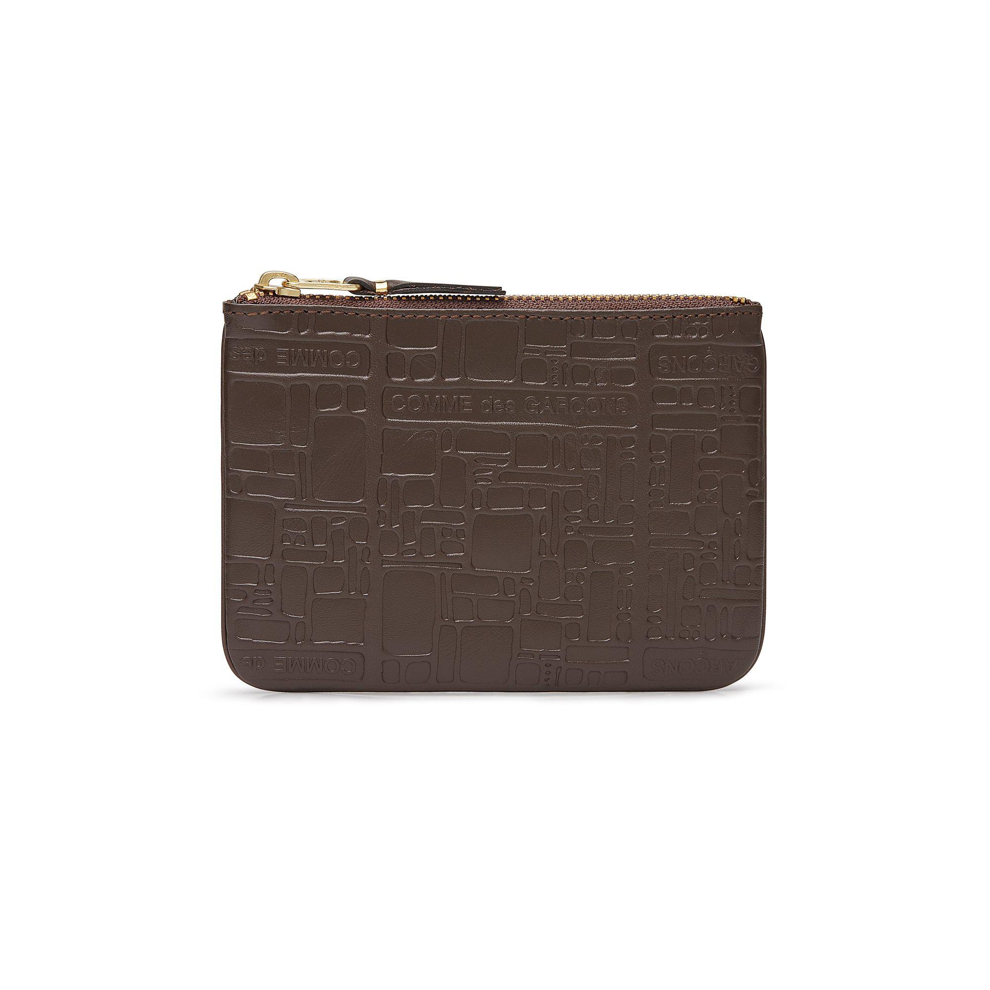 CDG Wallet - Embossed Logo Zip Pouch - (Brown SA8100EL) by COMME DES GARCONS