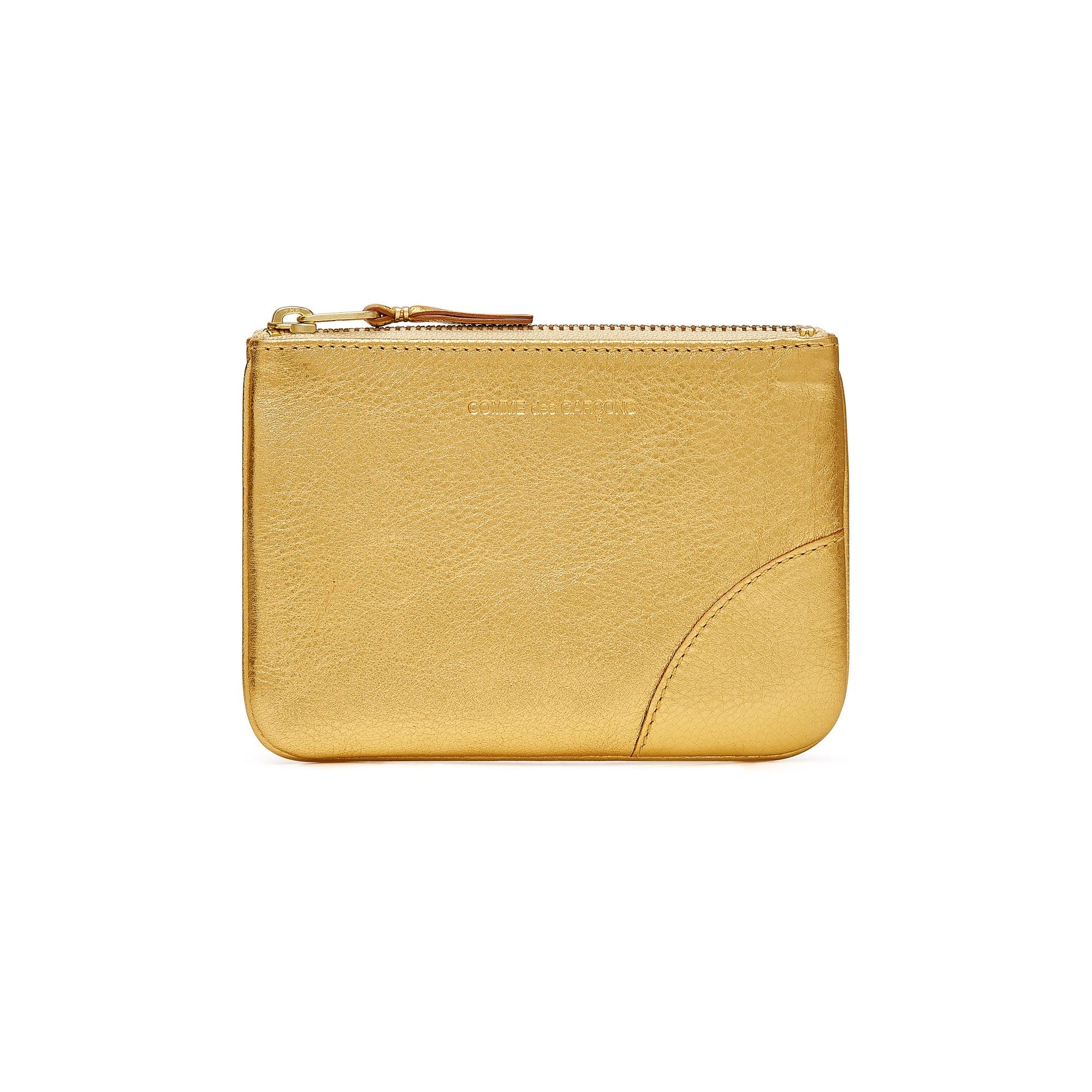 CDG Wallet - Leather Zip Pouch - (Gold SA8100G) by COMME DES GARCONS