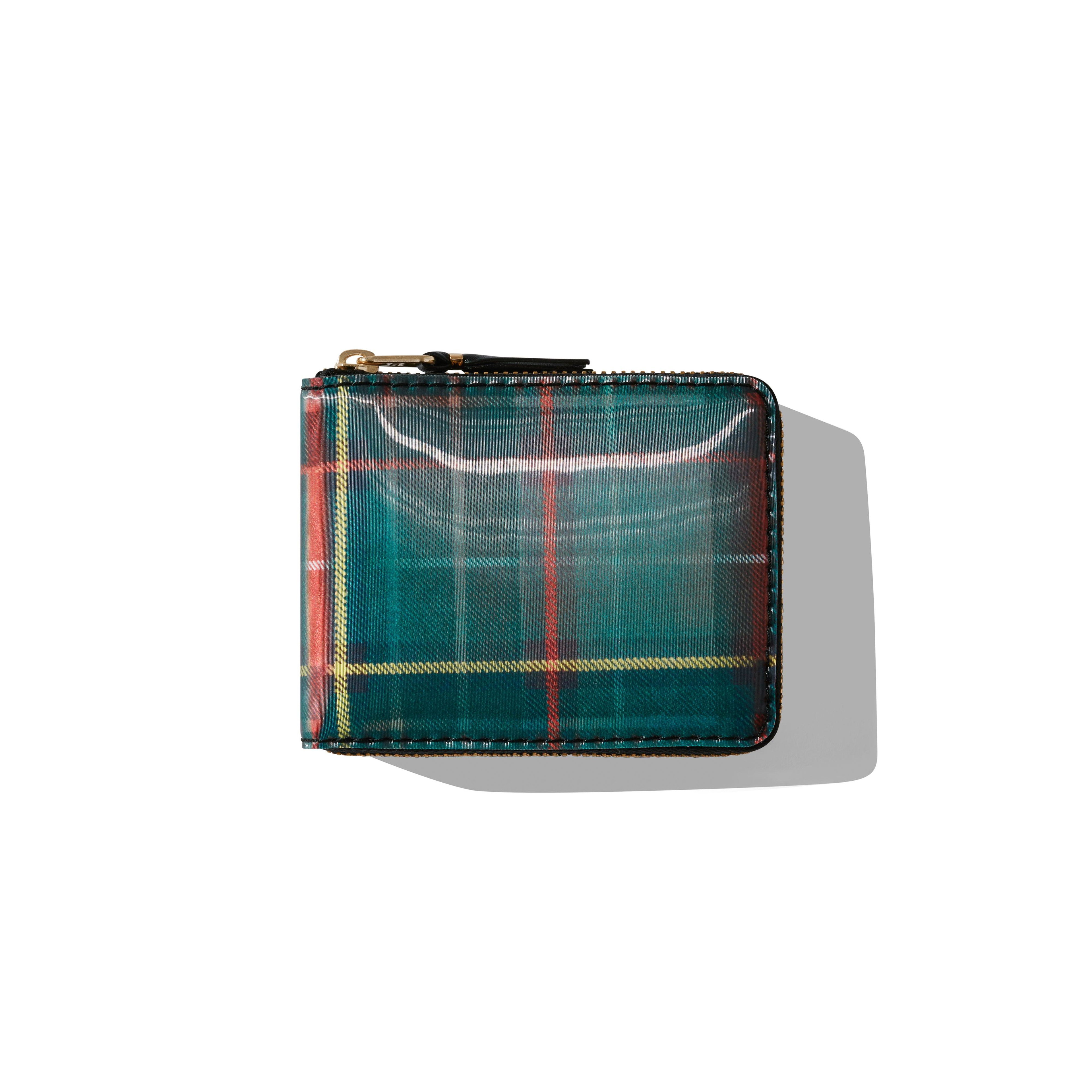 CDG Wallet - Lenticular Tartan Full Zip Around Wallet - (Red/Green SA7100LT) by COMME DES GARCONS