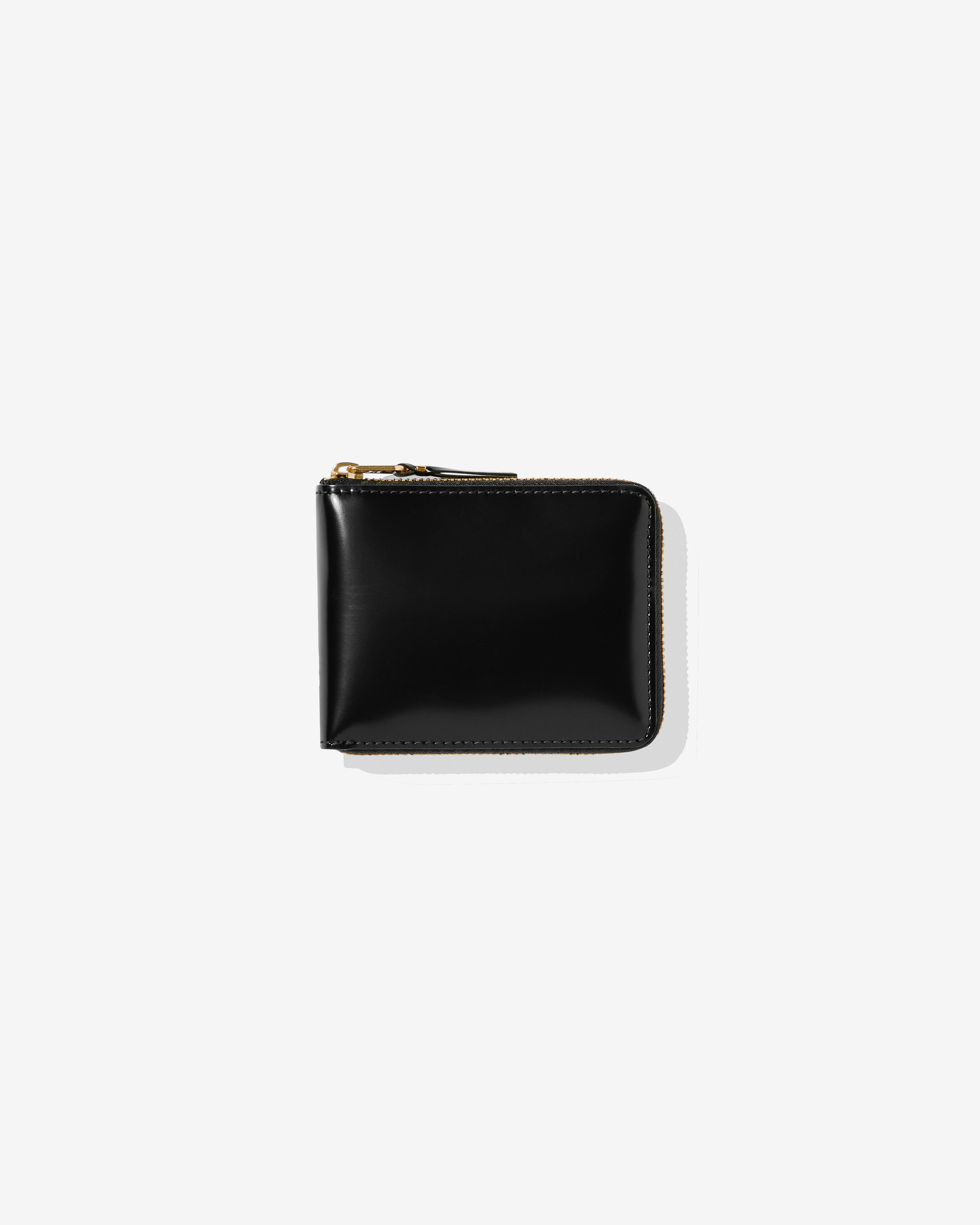 CDG Wallet - Mirror Inside Full Zip Around Wallet - (Black/Gold SA7100MI) by COMME DES GARCONS