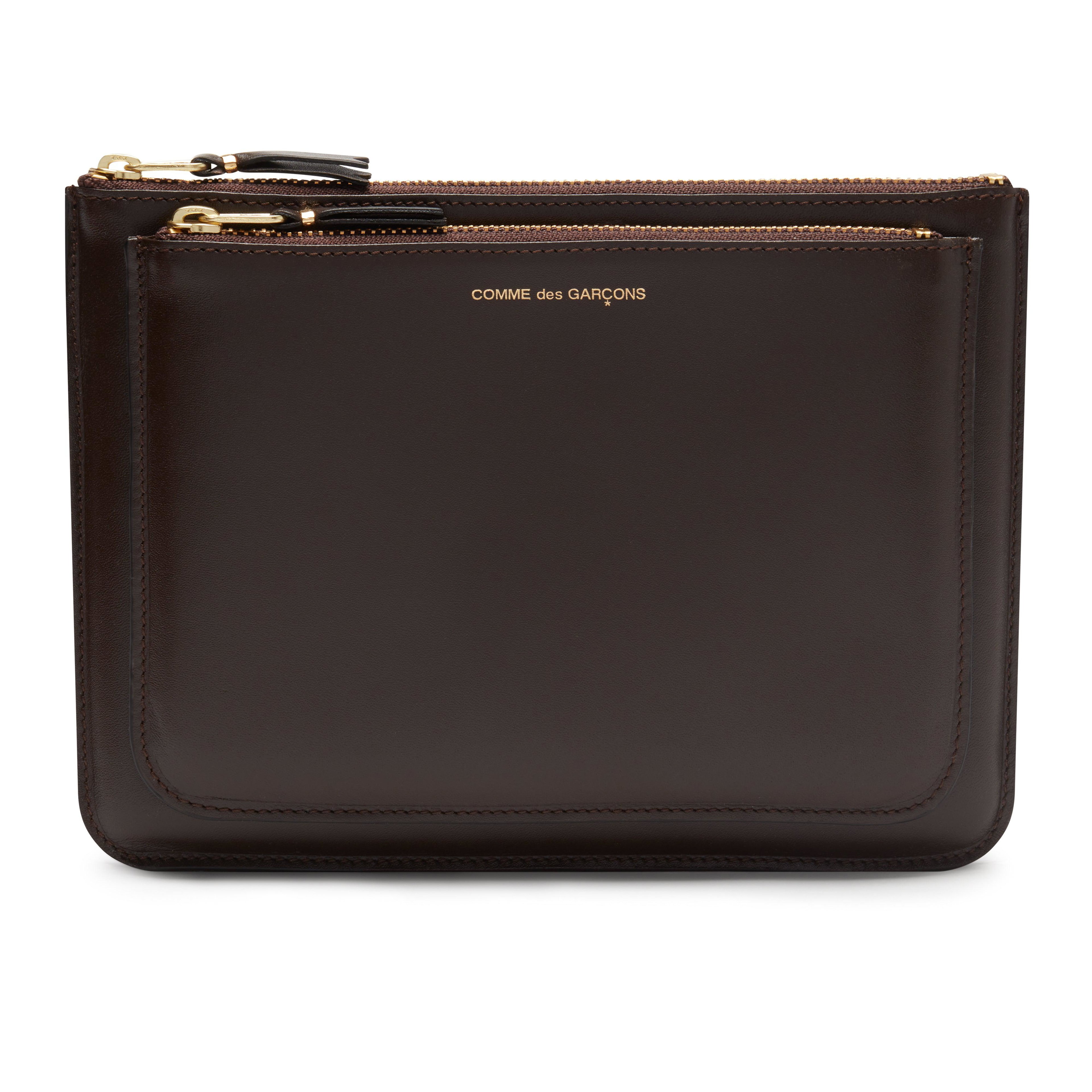 CDG Wallet - Outside Pocket Zip Pouch - (Brown SA5100) by COMME DES GARCONS
