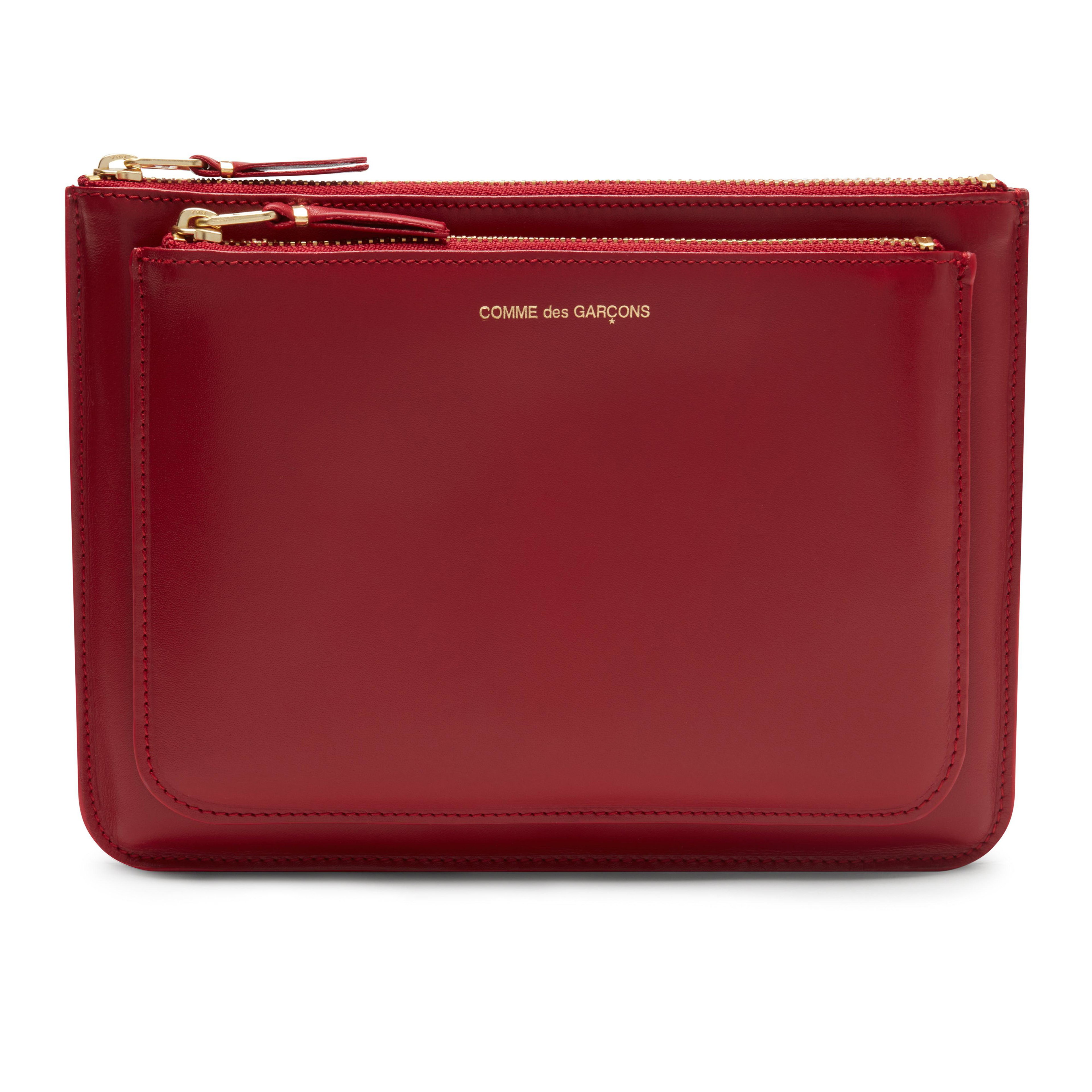 CDG Wallet - Outside Pocket Zip Pouch - (Red SA5100) by COMME DES GARCONS